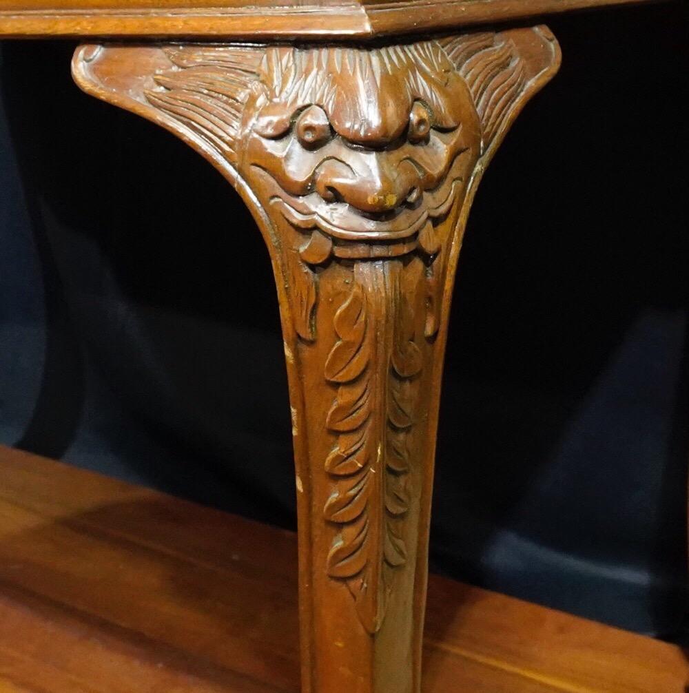 Mahogany Victorian Malacca Hall Table Dragon Legs & Marble Top Chinese Export, circa 1920