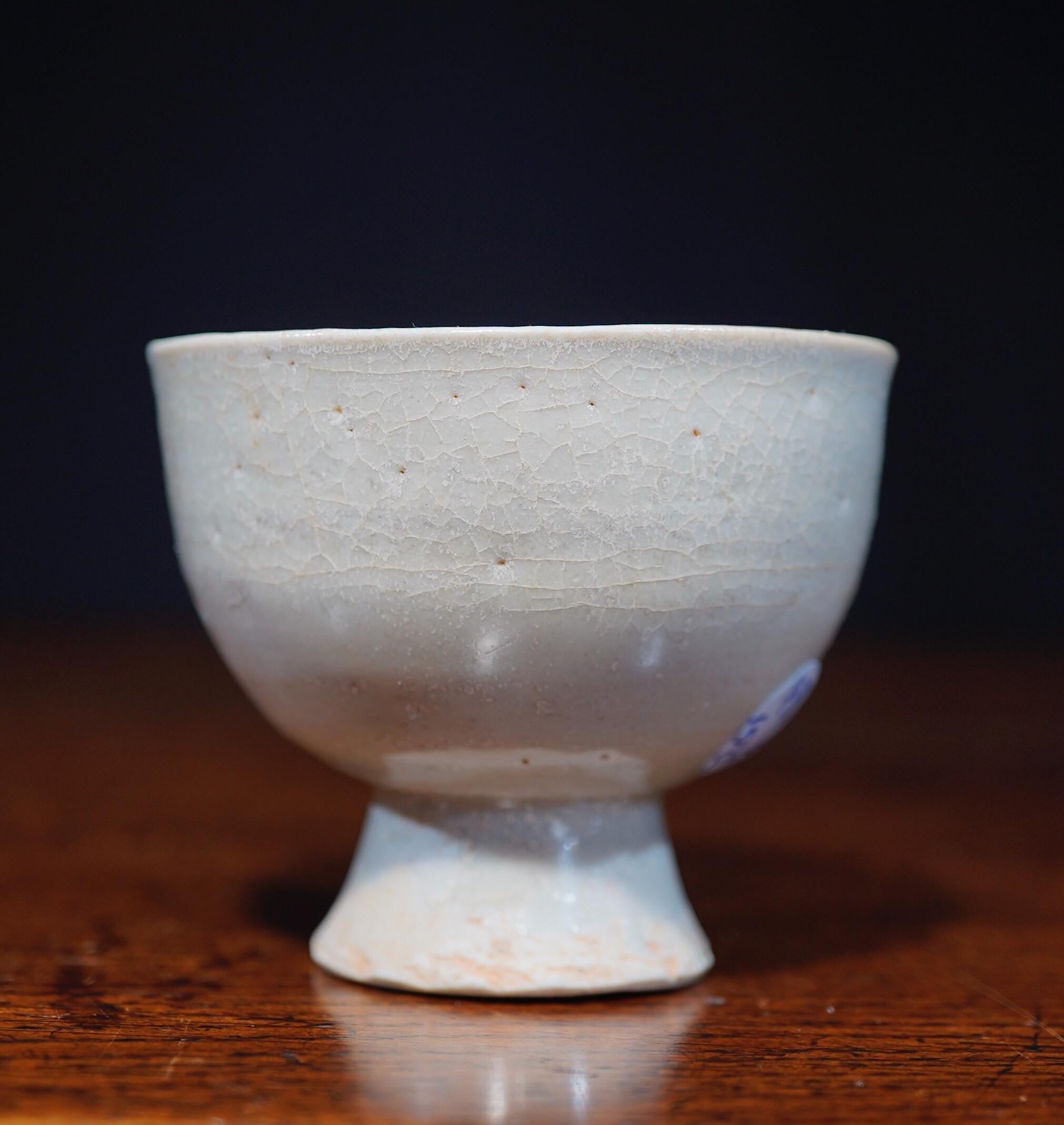 18th Century and Earlier Chinese Celadon Glaze Stem Cup, Yan Dynasty, 14th Century