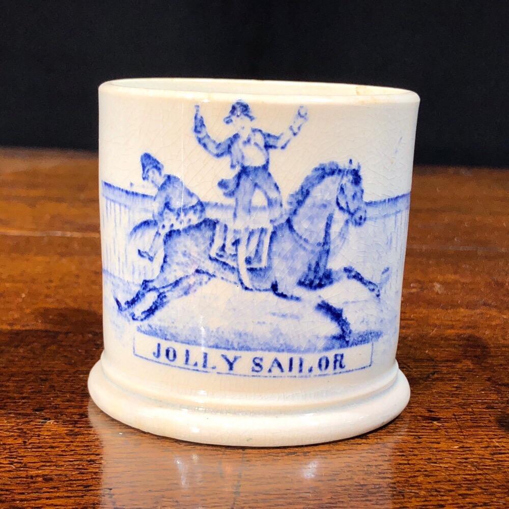 Staffordshire Pottery Child’s Mug, JOLLY SAILOR, circa 1850 For Sale 1