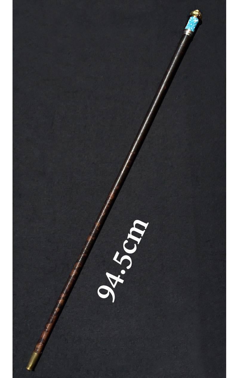 English Cane Walking Stick, Enamel, Silver Gilt Italian Micro Mosaic, circa 1780 5