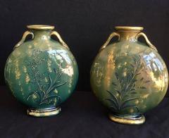 Pair of Vallauris Pottery Moon-Flask Vases, circa 1880