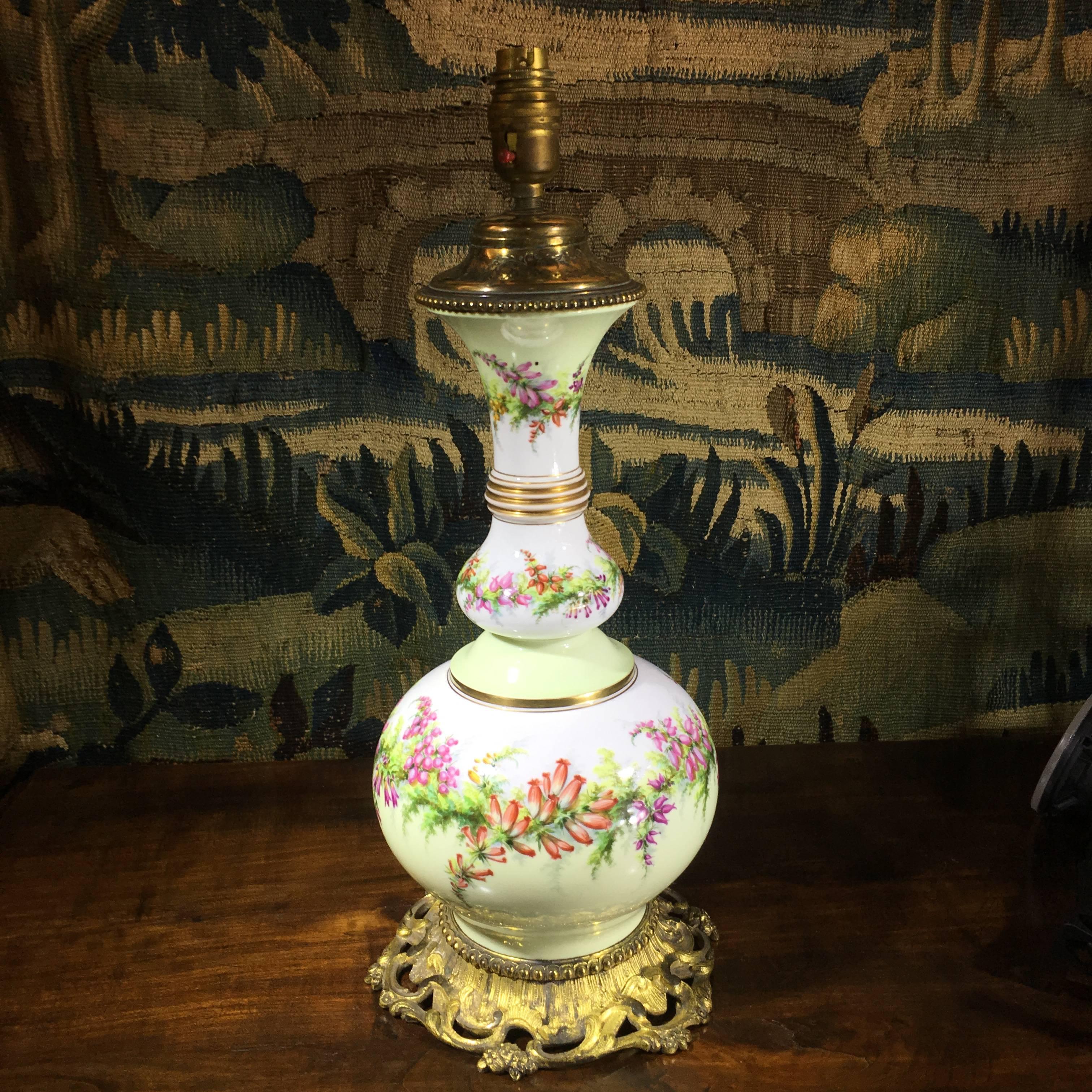 Large Victorian Porcelain Vase with Early Light Conversion, circa 1885 4