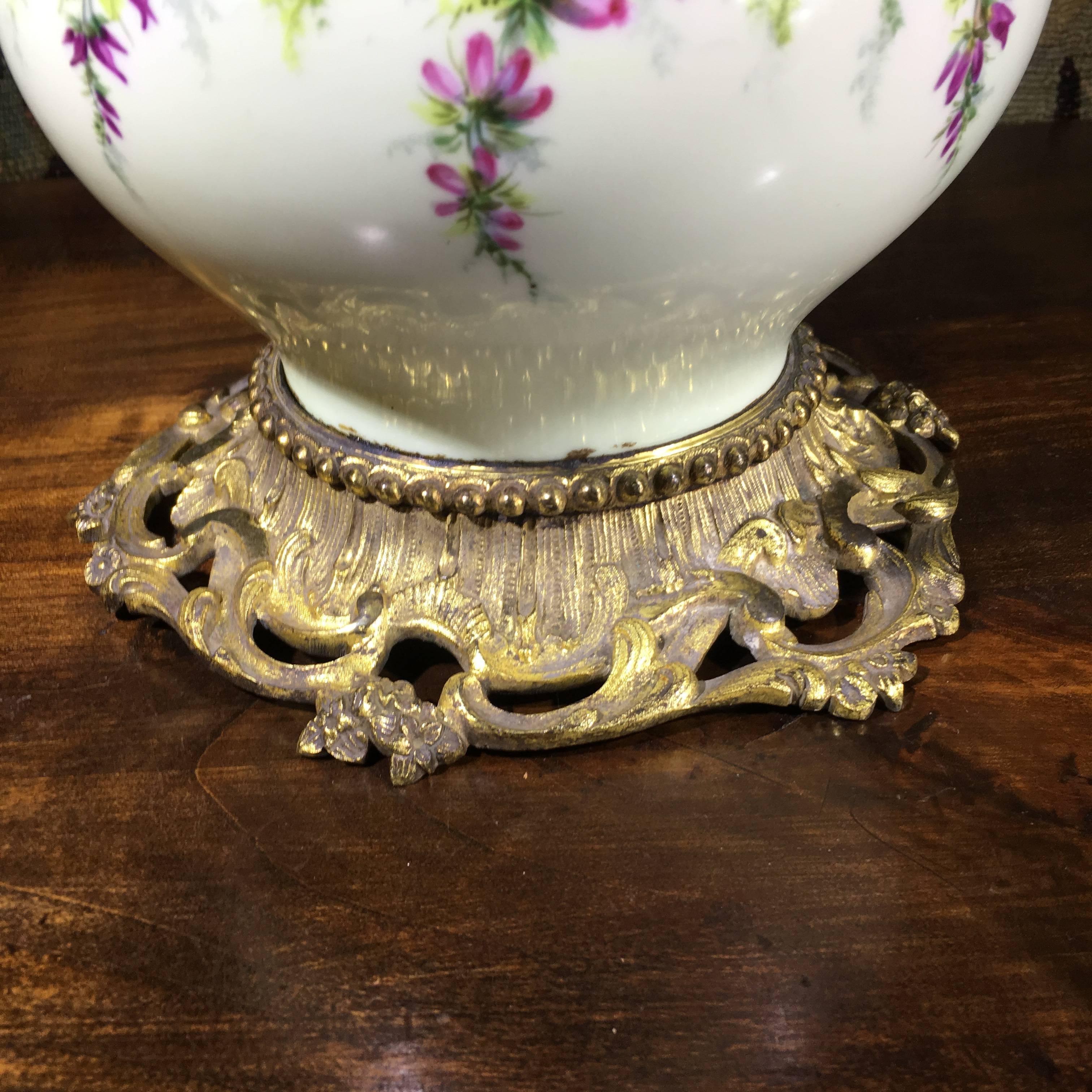 Late 19th Century Large Victorian Porcelain Vase with Early Light Conversion, circa 1885
