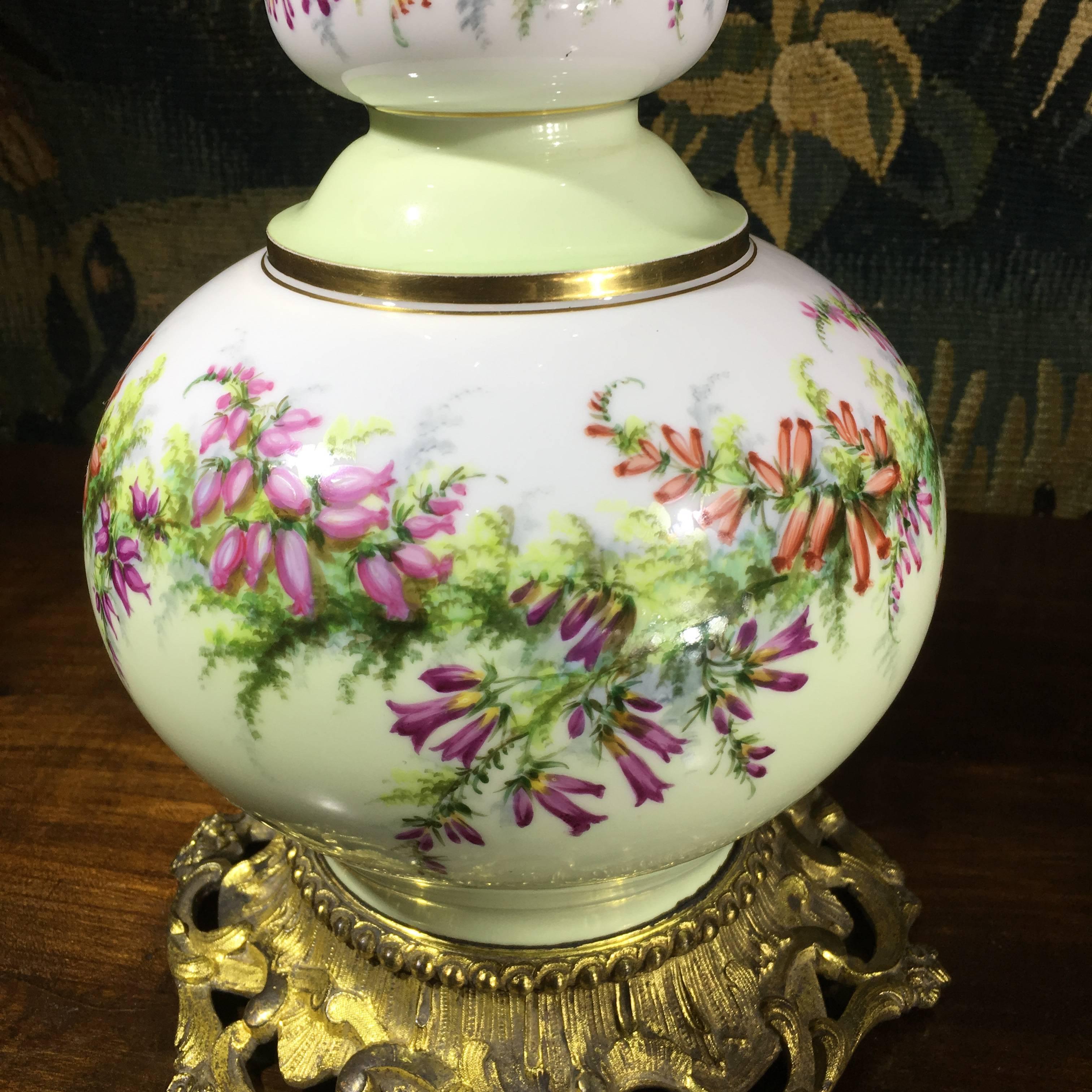 Large Victorian Porcelain Vase with Early Light Conversion, circa 1885 5