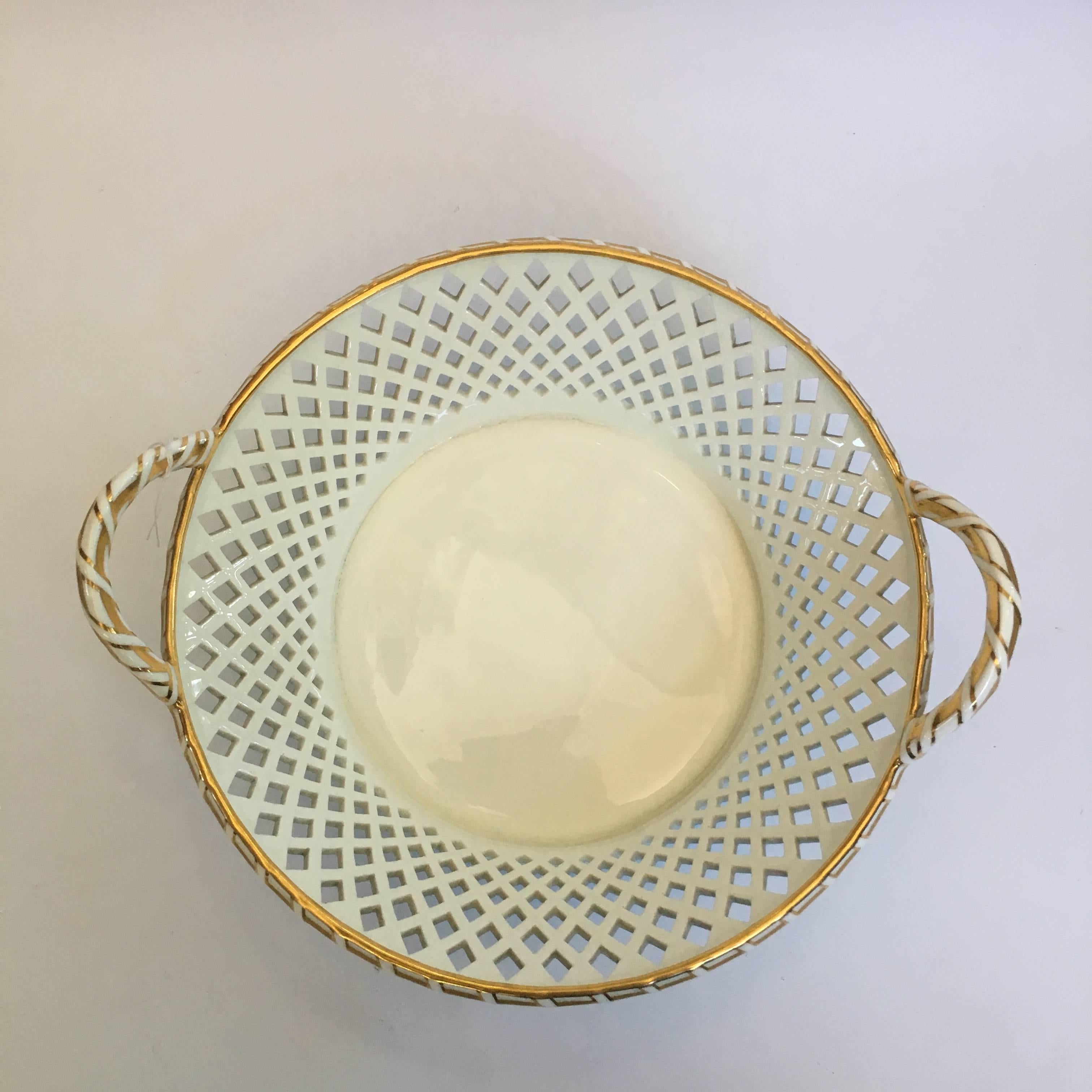 Late 19th Century Minton Porcelain Basket, Turquoise & Gilt Decoration for Goode & Co, circa 1886