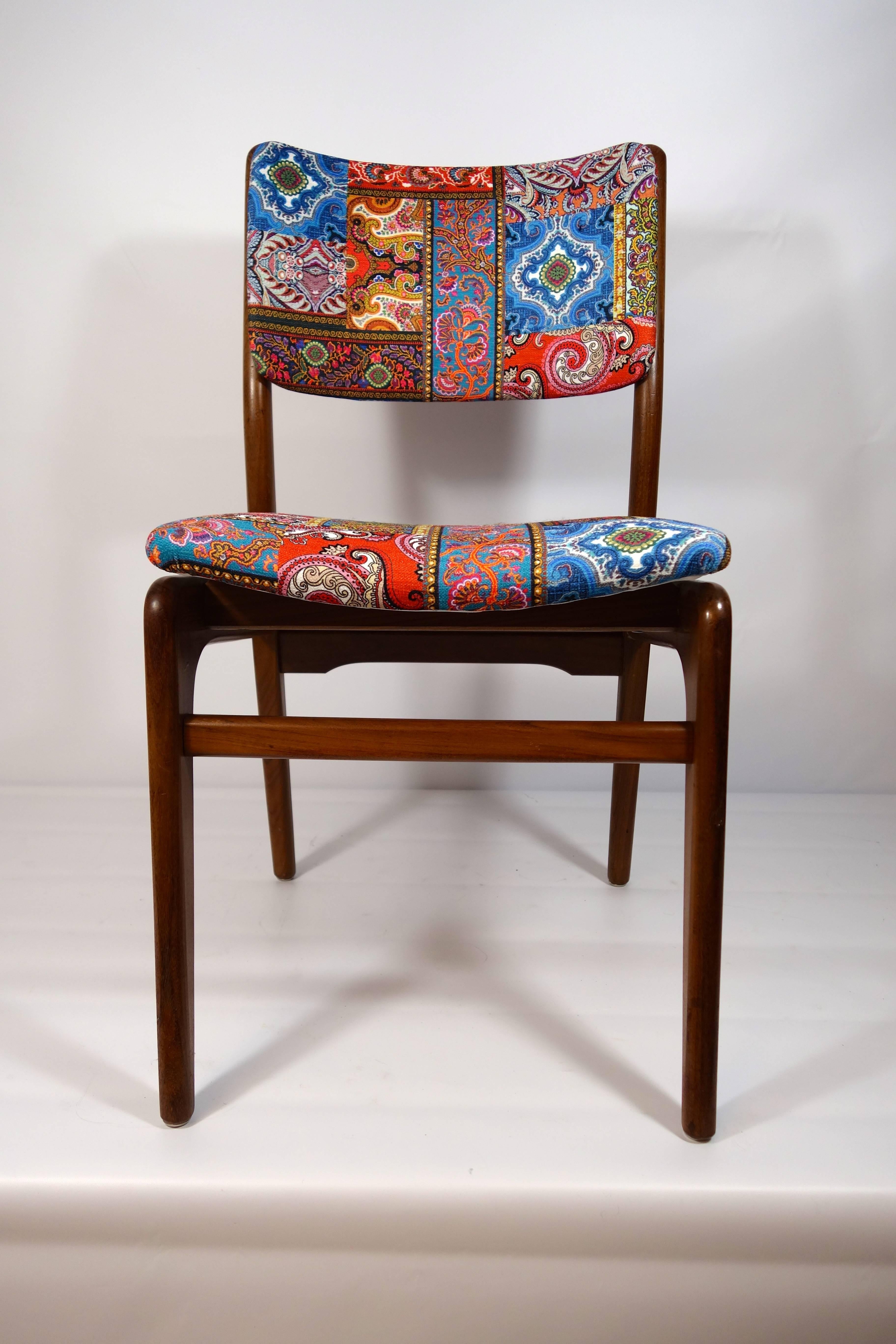Fabric Set of 6 Midcentury Dining Chairs created by Louis Van Teeffelen for Wébé