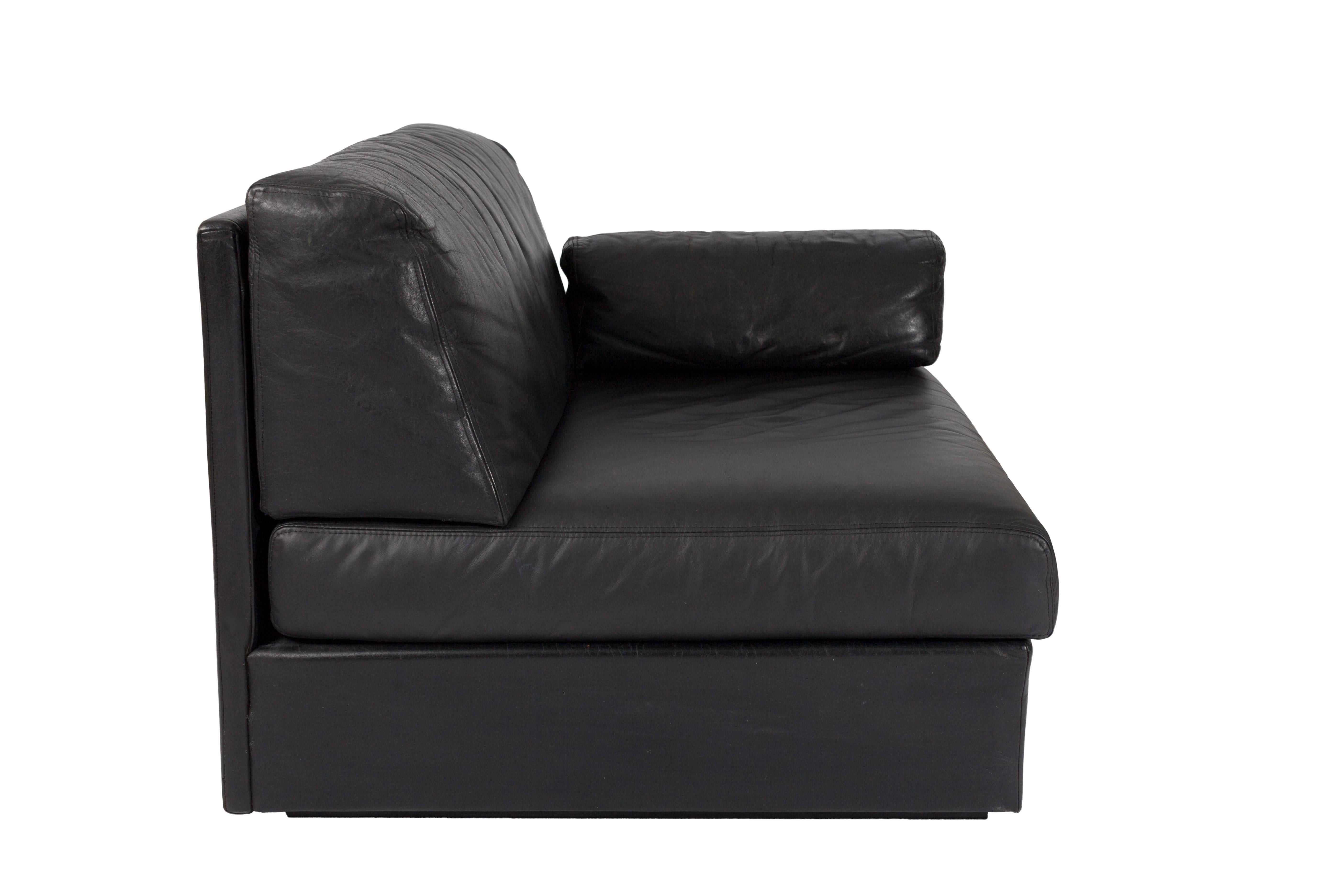 Black Leather Sectional Sofa in the Style of De Sede 2