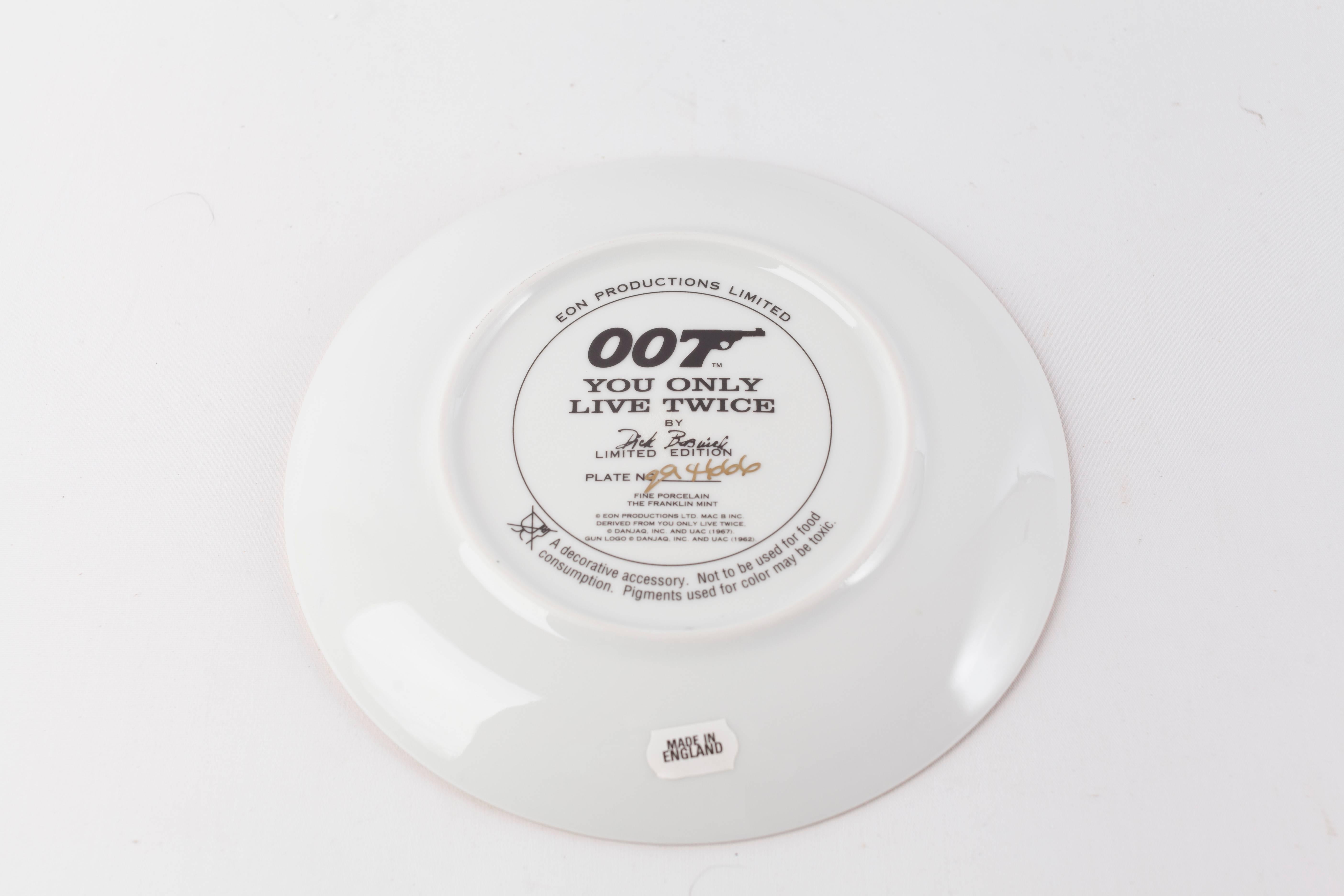 Mid-Century Modern Franklin Mint Limited Edition Set of Six James Bond Plates by Dick Bobnick