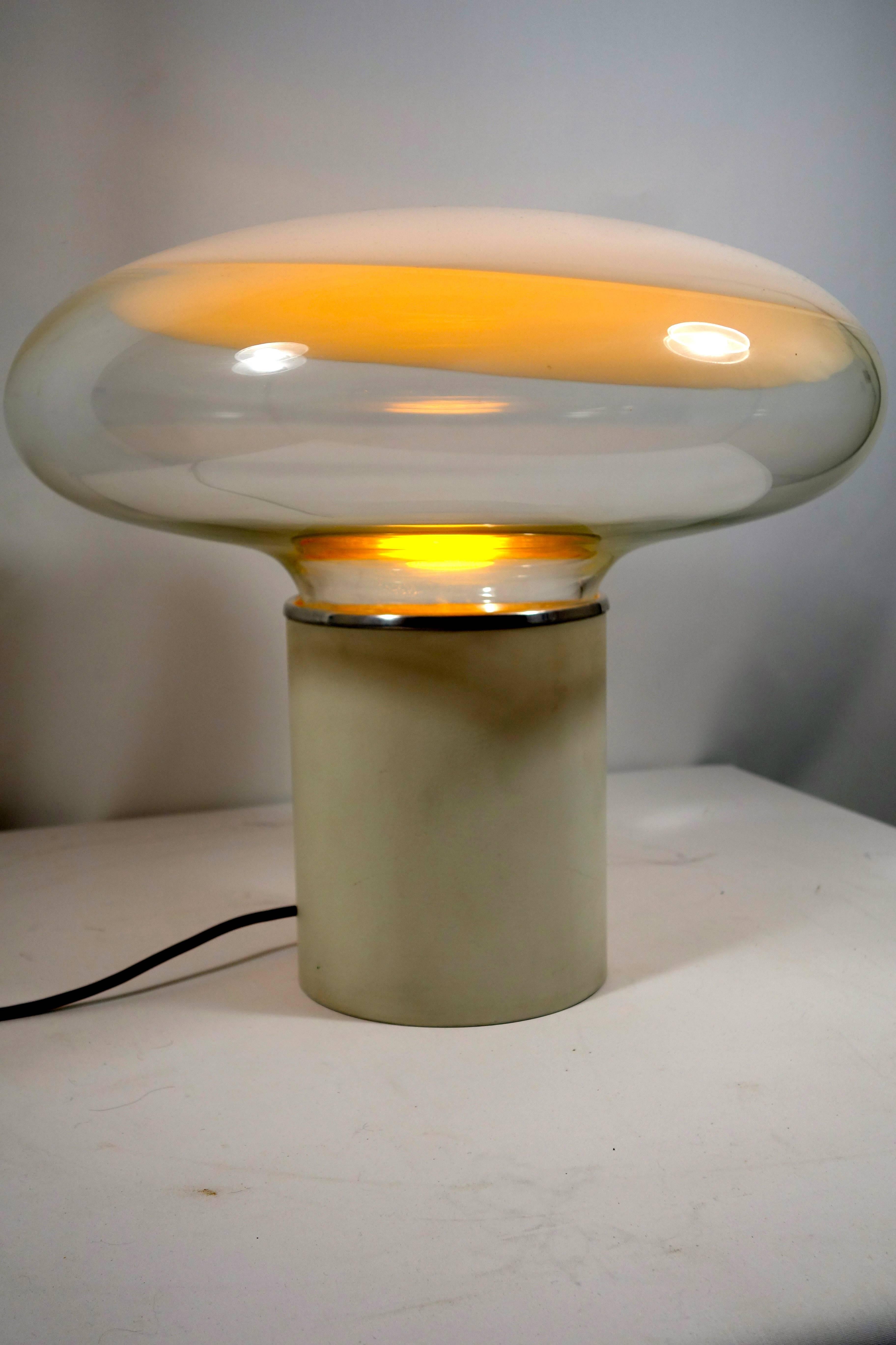 Italian Table Lamp Gill Extra Large made of Steel and Murano by Roberto Pamio for Leucos