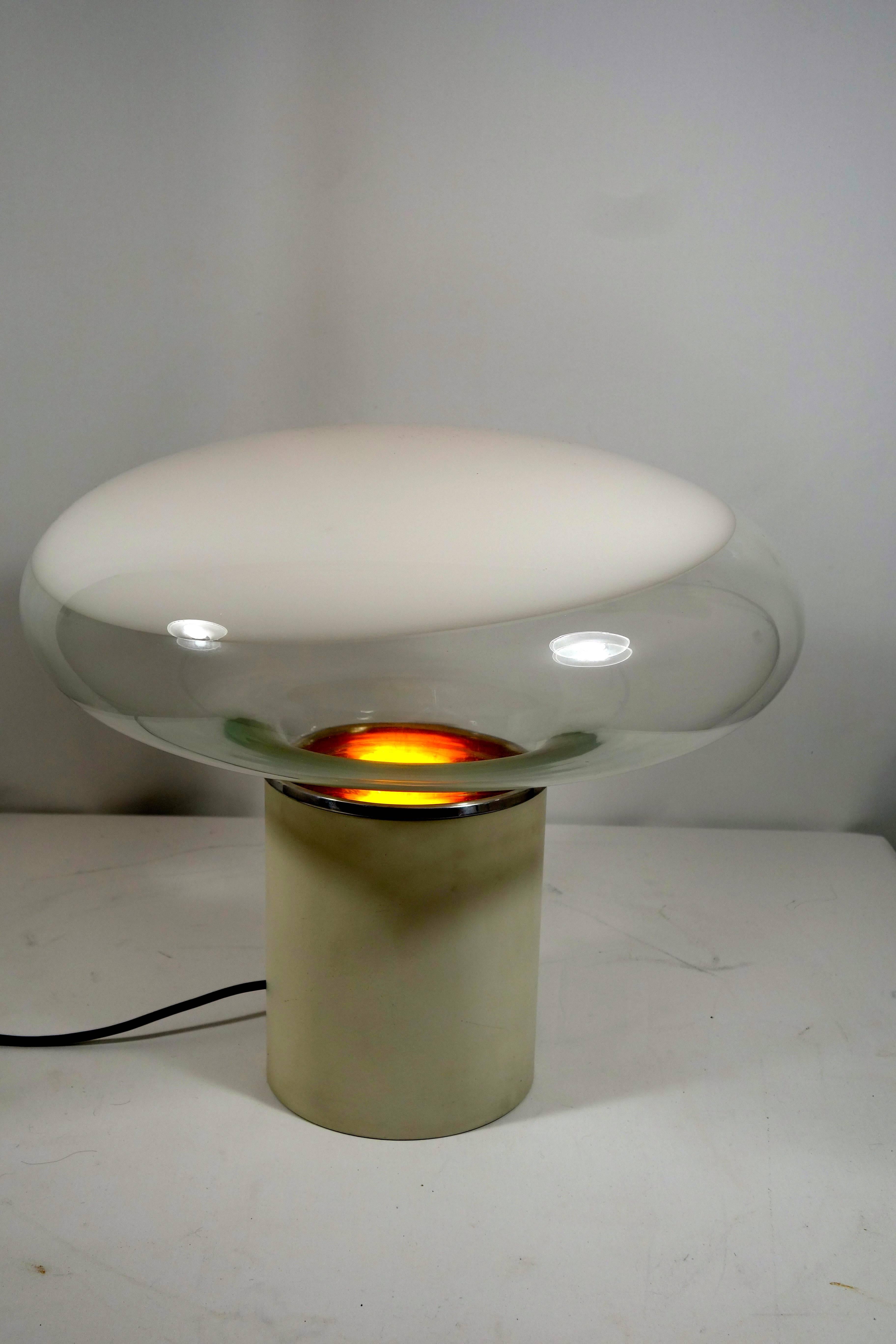 Mid-Century Modern Table Lamp Gill Extra Large made of Steel and Murano by Roberto Pamio for Leucos