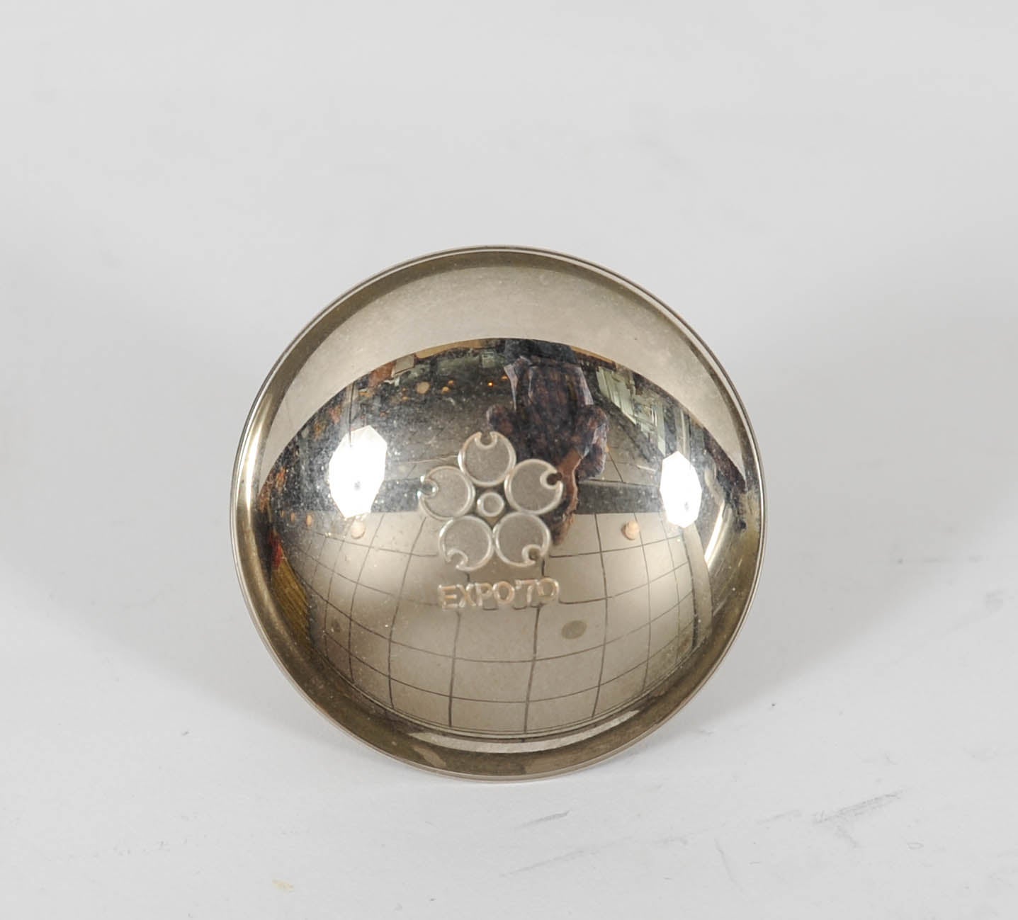 This silver sake cup mas made especially for the 1970 Osaka World Expo. 
Its is marked 24 KBP.
