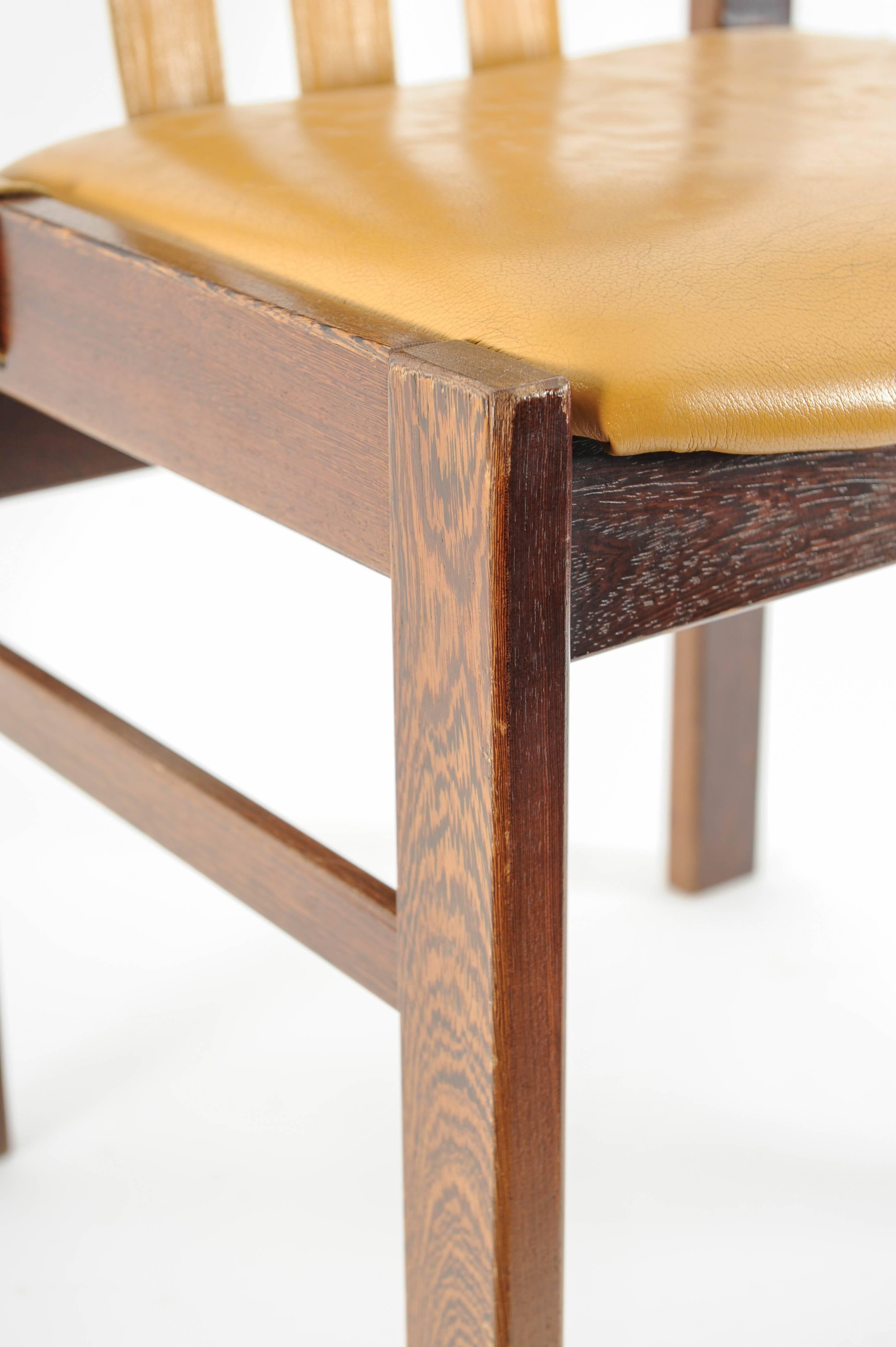 Set of 4 Midcentury Chairs with Leather Designed, Martin Visser for 't Spectrum In Fair Condition In Doornspijk, NL