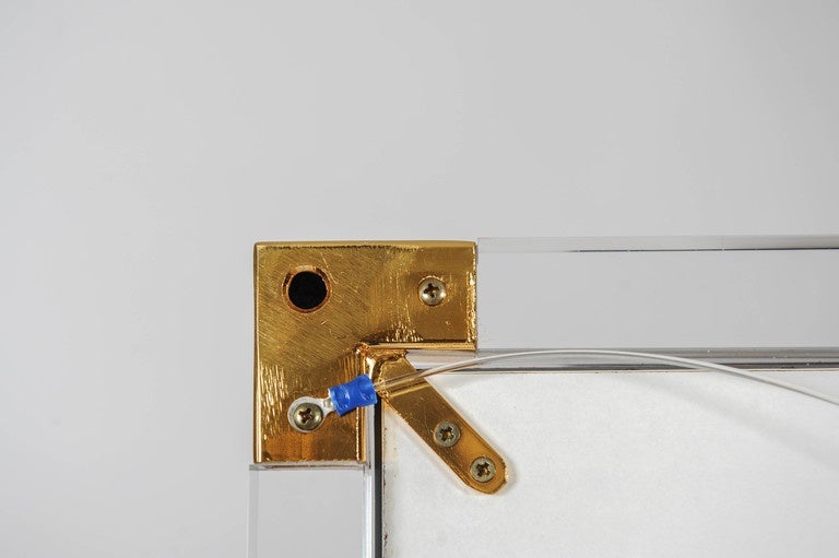 Mid-Century Modern Lucite Framed Mirror with Brass Details
