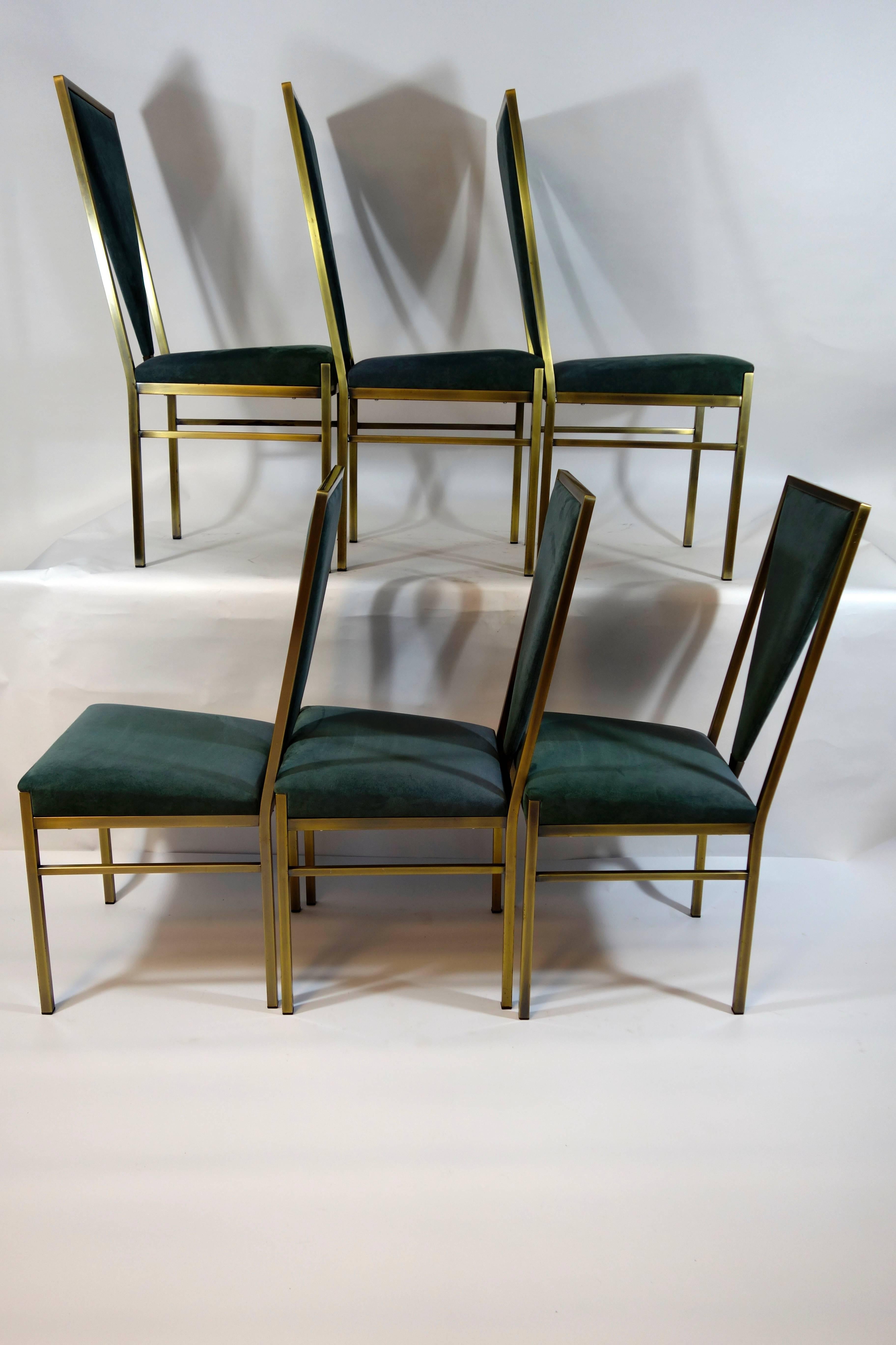Hollywood Regency Belgo Chrome Set of Six Dining Chairs