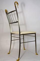 Brass Swan Dining Chairs in the Style of Labarge