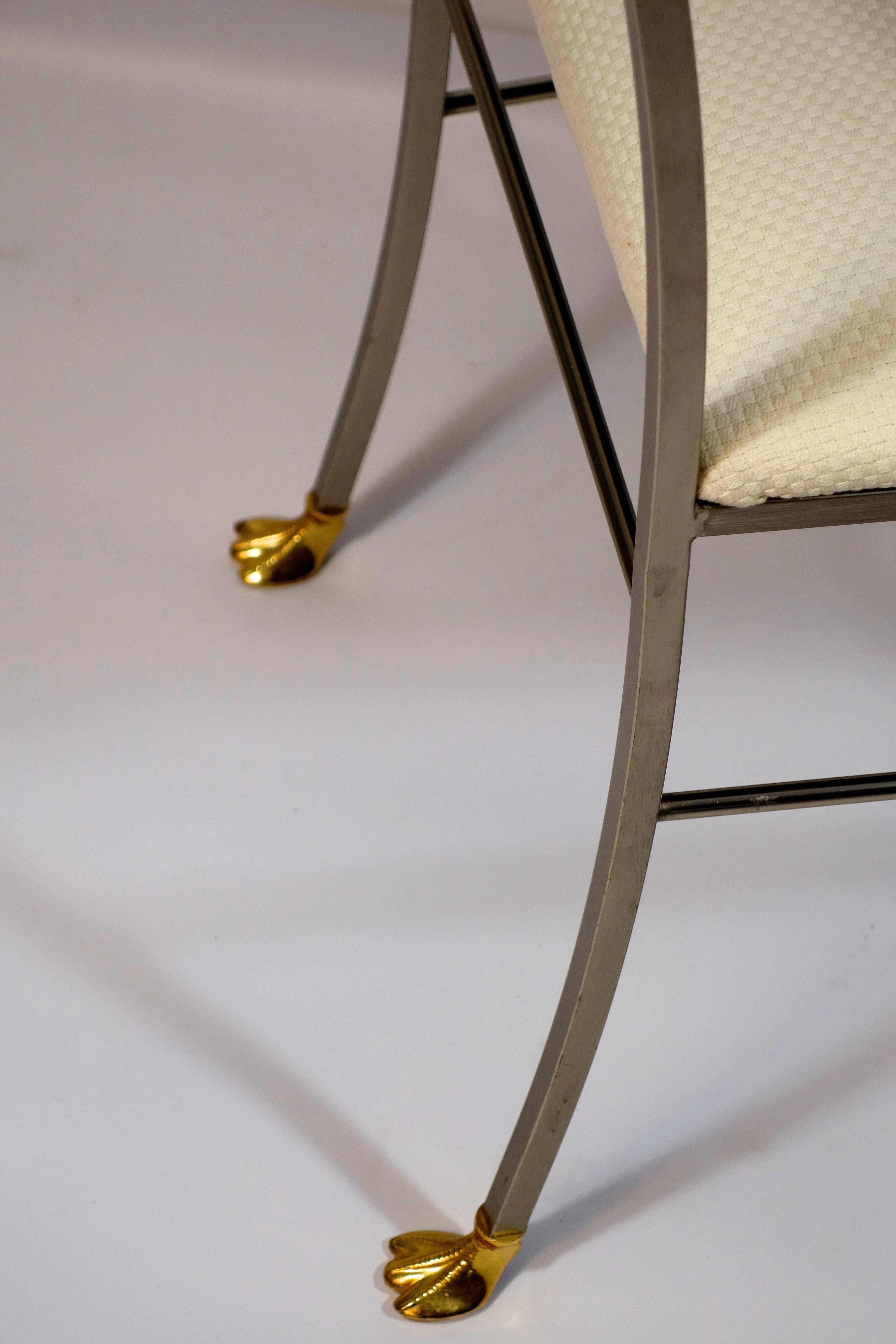 Brass Swan Dining Chairs in the Style of Labarge 3