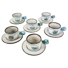 6-teiliges Kaffeegeschirr im Mid-Century-Modern-Stil aus Keramik von Alain Maunier für Vallauris