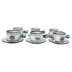 6-teiliges Kaffeegeschirr im Mid-Century-Modern-Stil aus Keramik von Alain Maunier für Vallauris