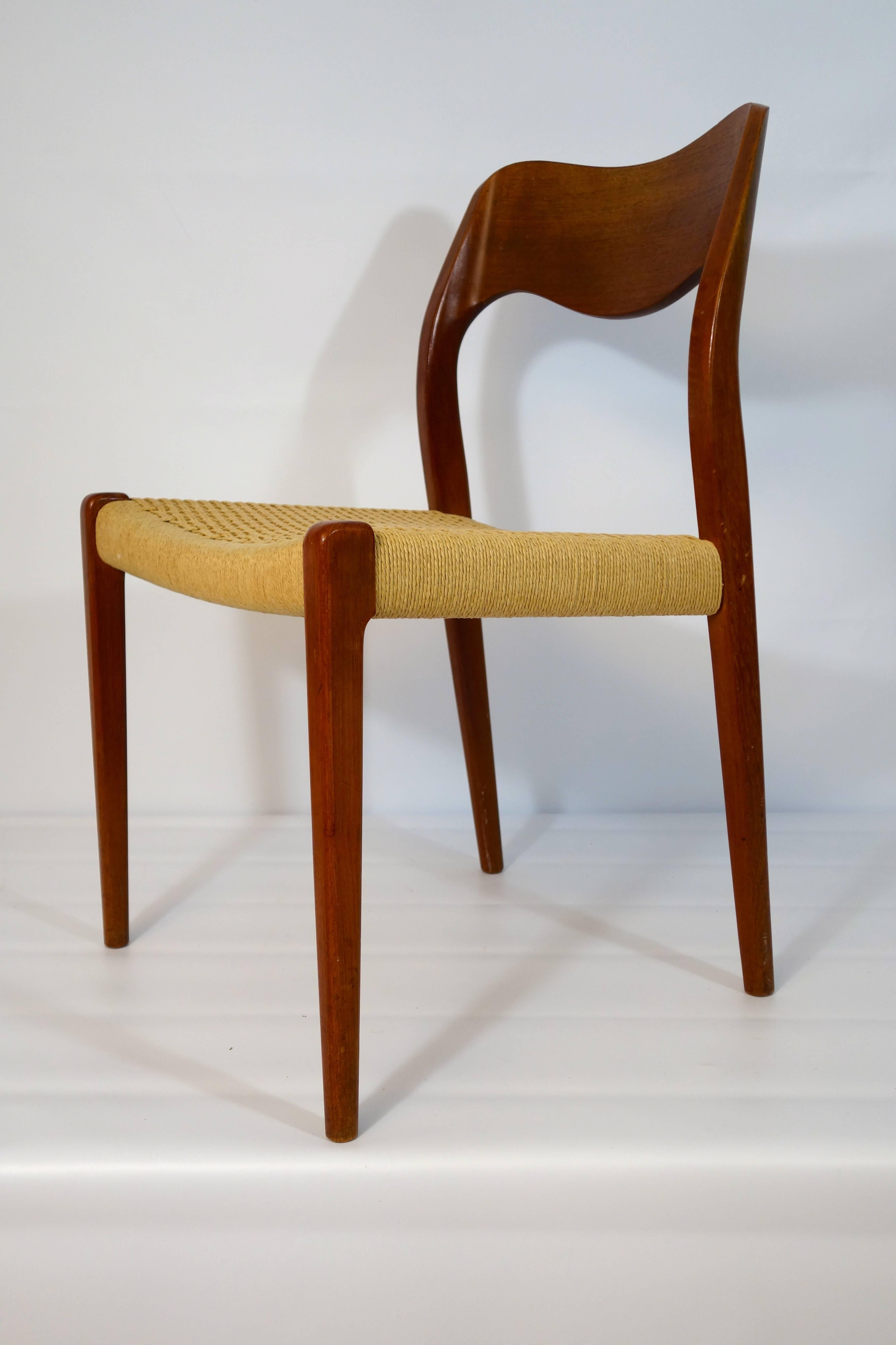 Mid-Century Modern  Set of four Midcentury Schandinavian Dining Chairs 71 by Niels O. Moller