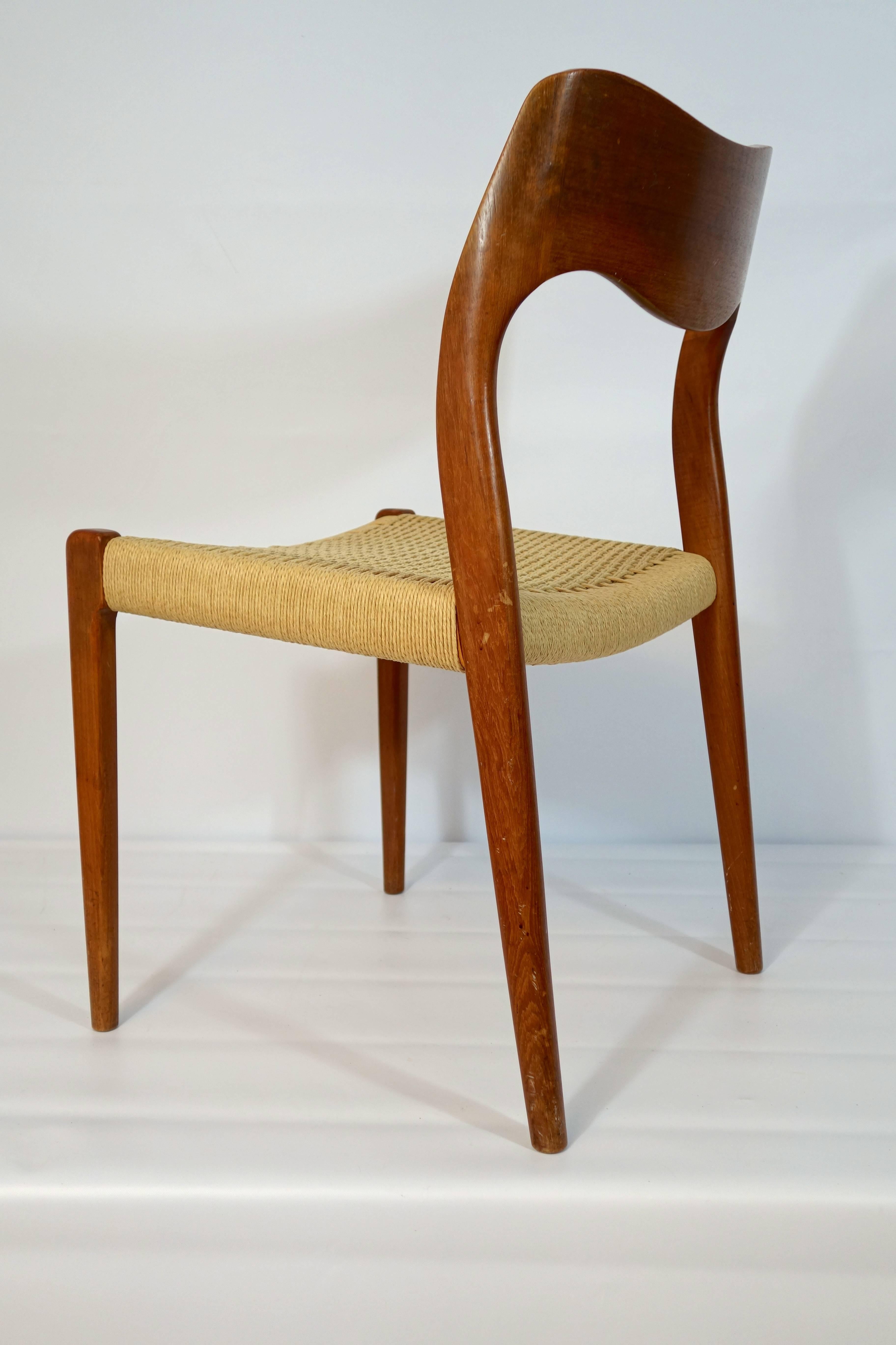  Set of four Midcentury Schandinavian Dining Chairs 71 by Niels O. Moller In Excellent Condition In Doornspijk, NL
