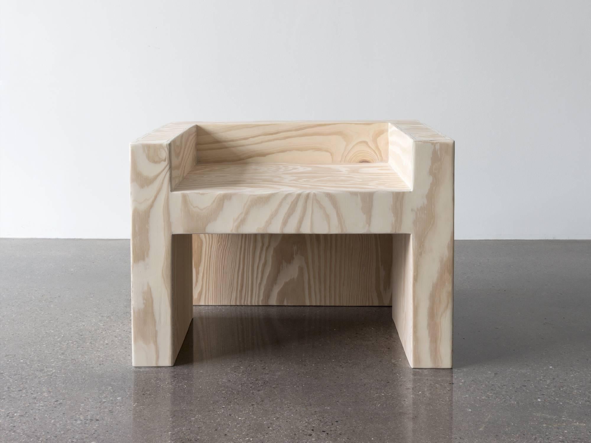 American 'Monument II' Plywood Minimalist ART Chair by Lukas Machnik in Natural Finish For Sale