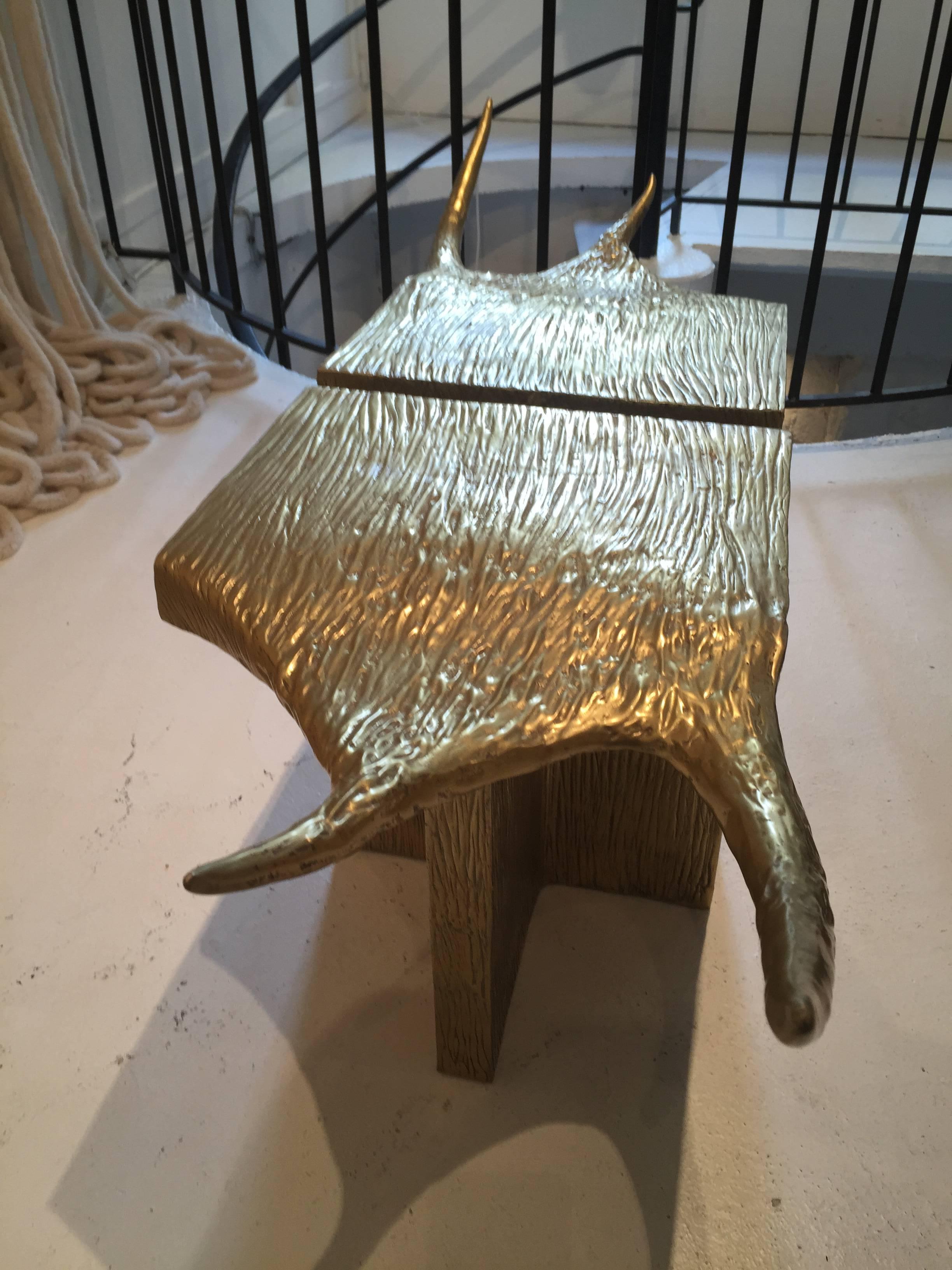 French Aluminium Stag T Stool by Rick Owens For Sale