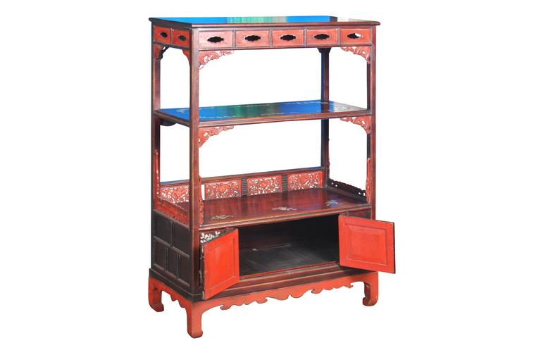 Antique Korean Bookshelf with Inlaid MotherofPearl, 19th Century at