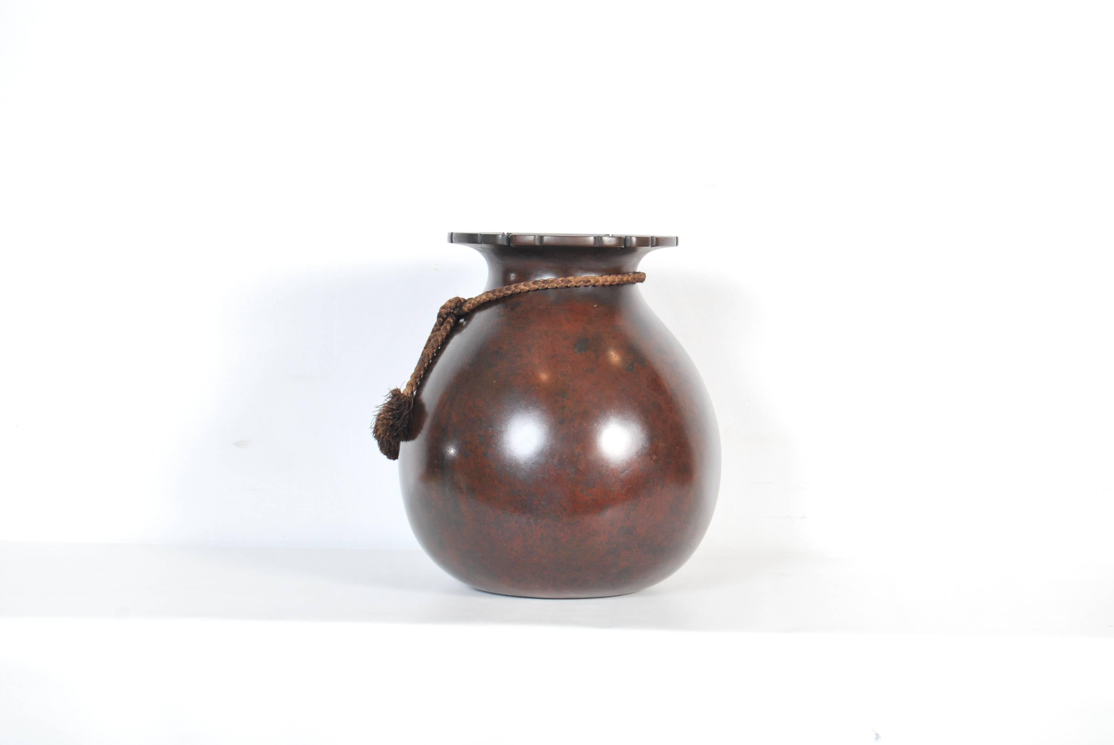 Meiji Antique Japanese Red Bronze Vase, Early 20th Century