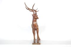 Vintage Japanese Cast Bronze Deer Sculpture, circa 1960s