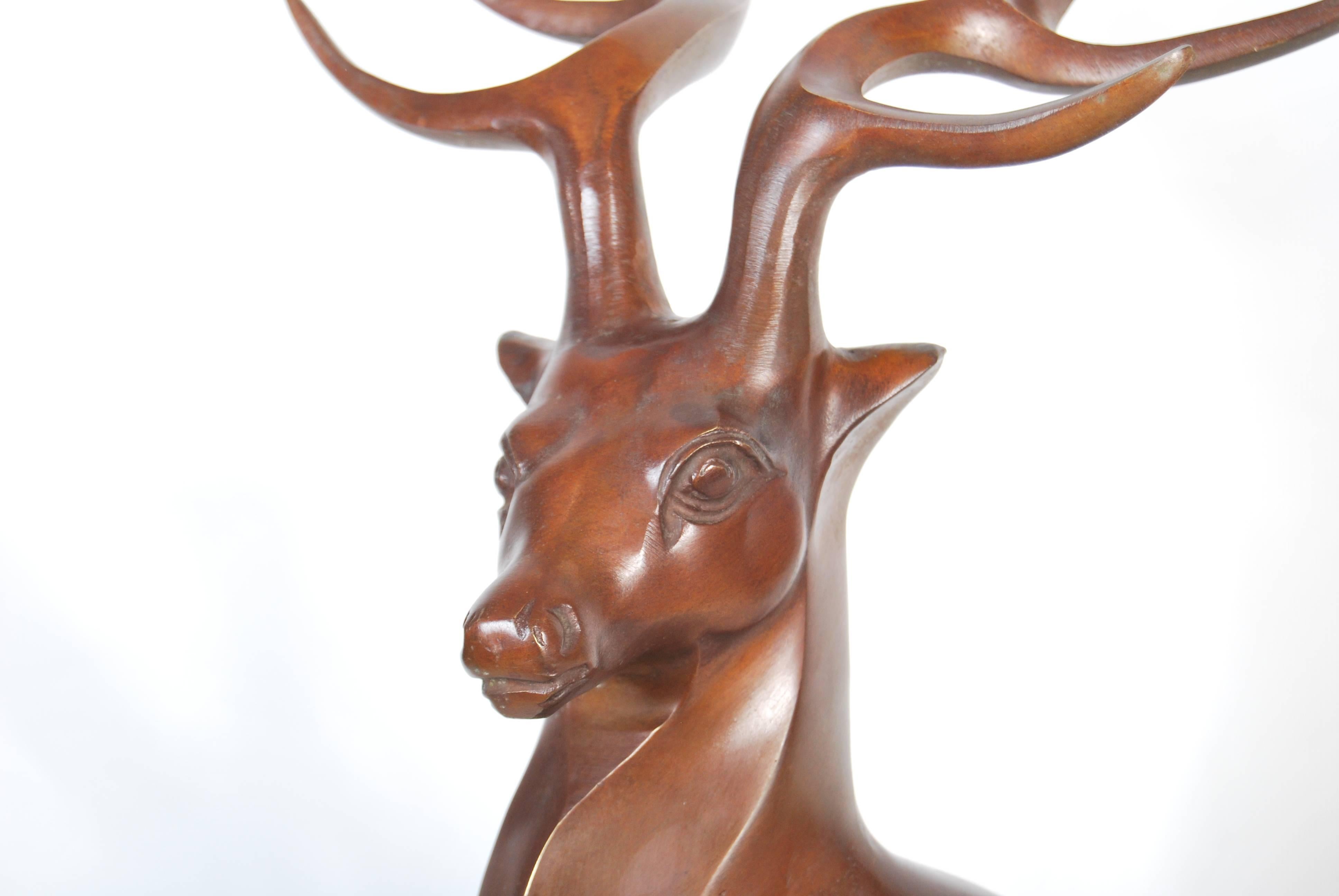 Mid-20th Century Vintage Japanese Cast Bronze Deer Sculpture, circa 1960s