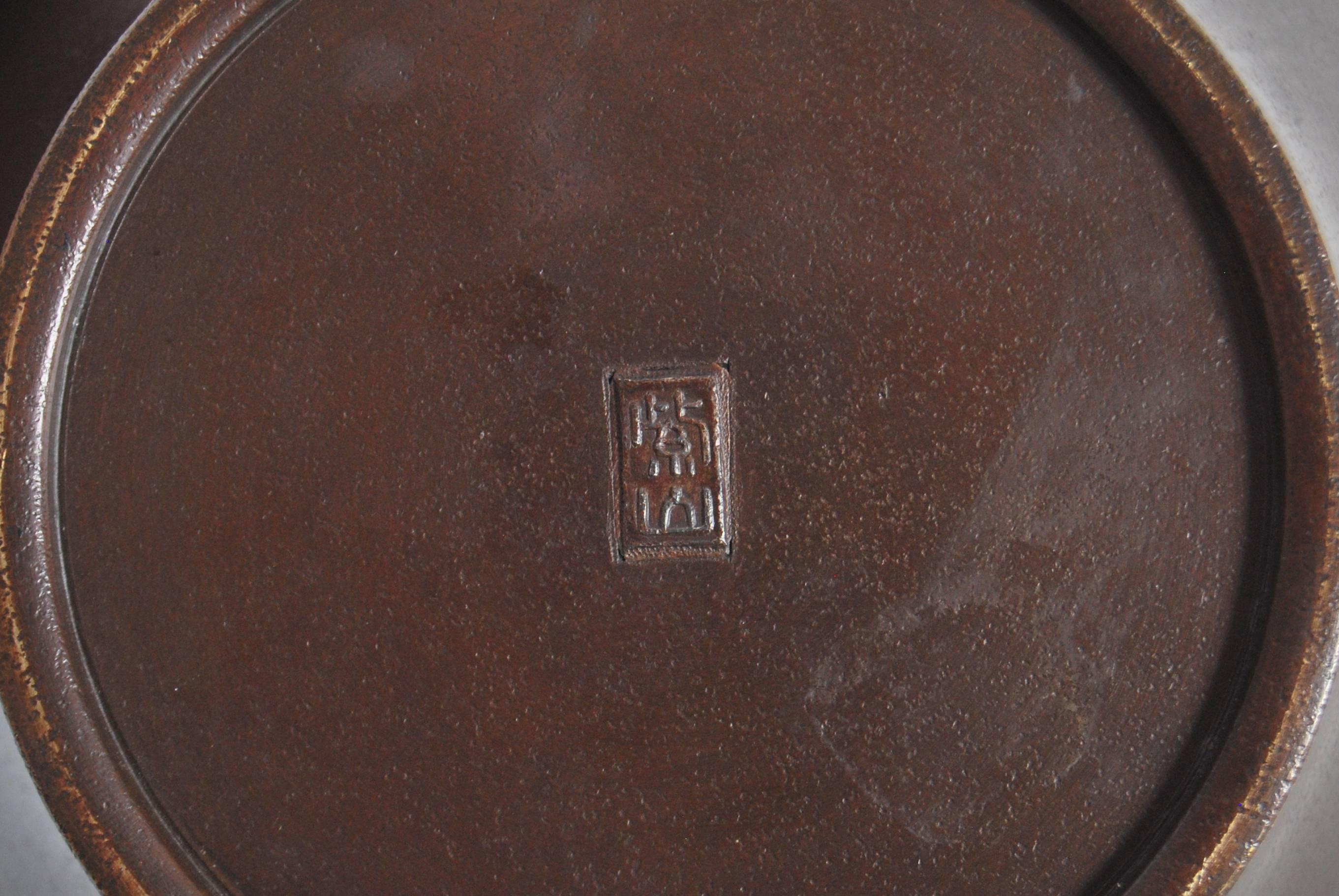 Vintage Japanese Bronze Vase with Silver Pine Needle Inlay, Taisho Period 2