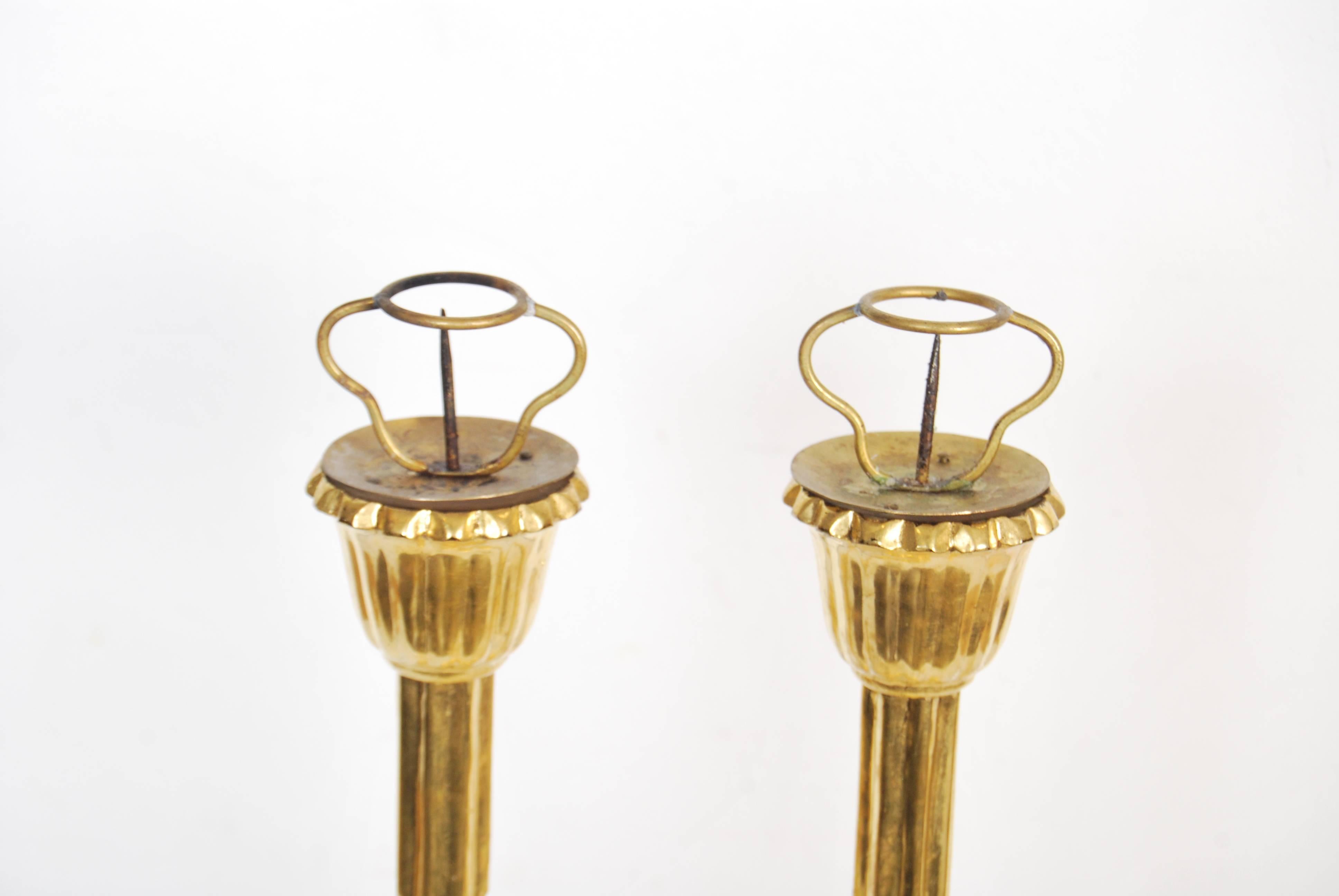 Japanese Gilt Lacquer Buddhist Candle Stands, Meiji Period, Early 20th Century In Excellent Condition In Prahran, Victoria