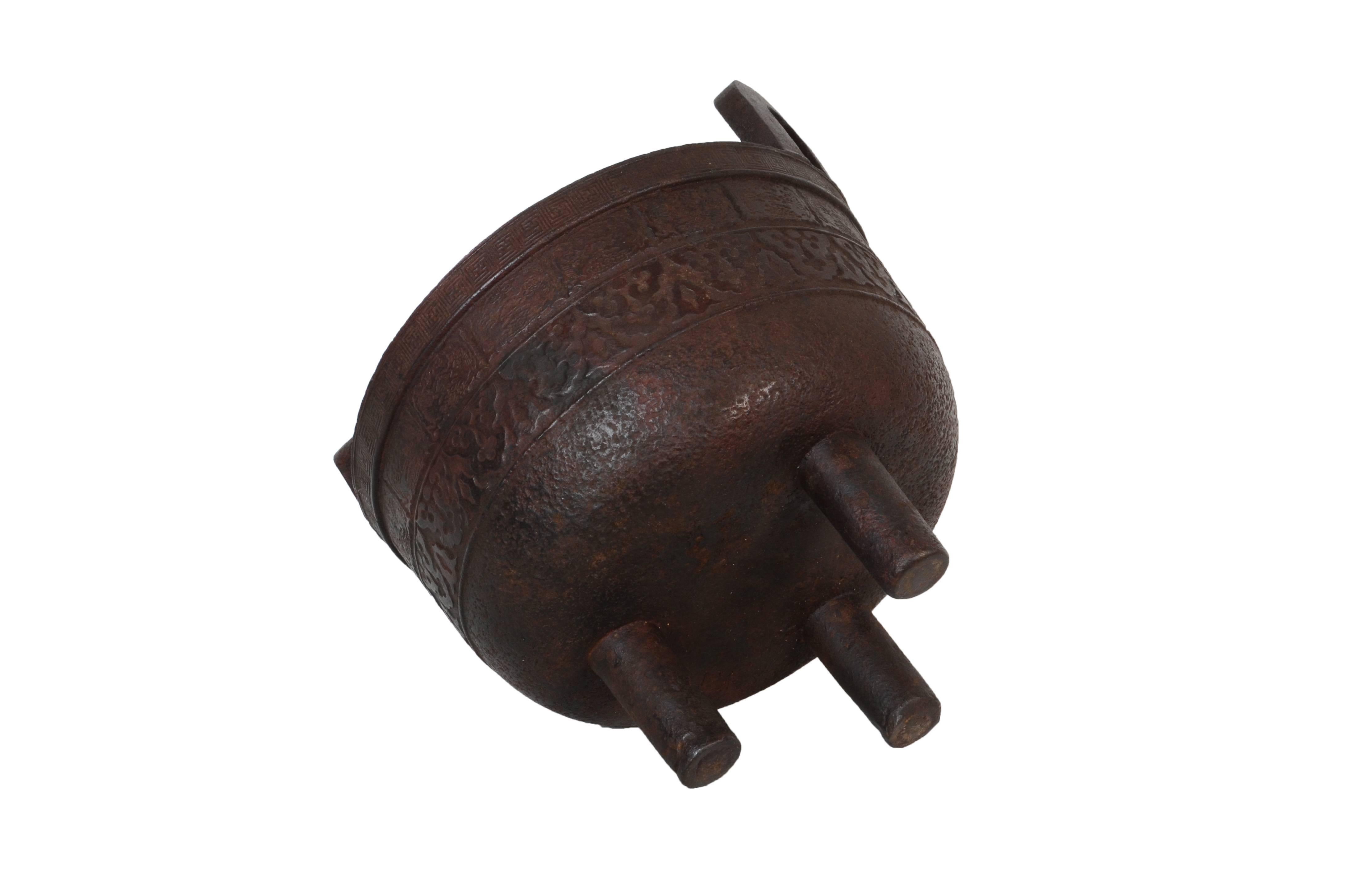 Chinese Iron Incense Burner with Classical Archaic Motifs, Qing Dynasty 2