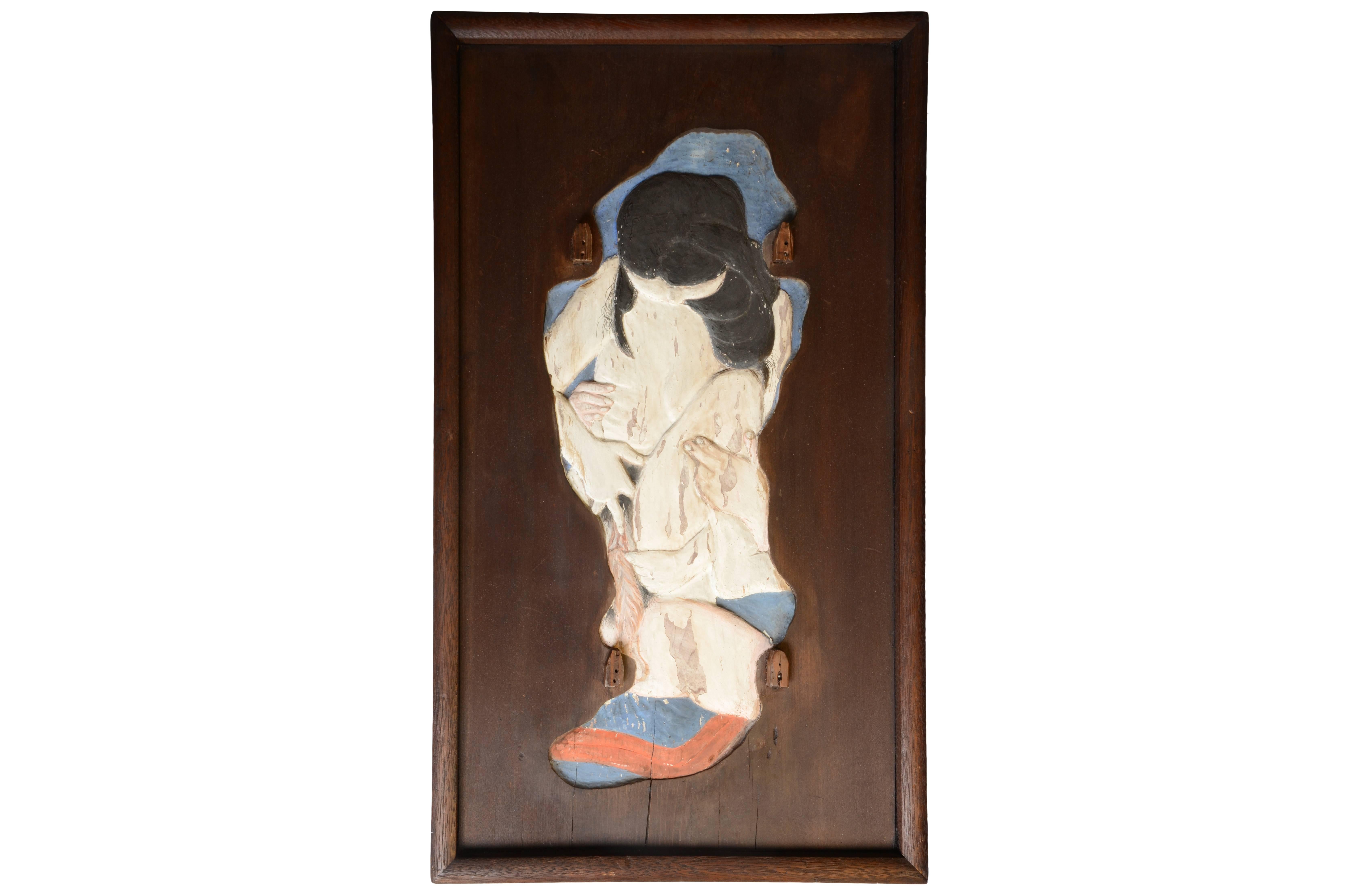 Art populaire japonais érotique Otofuku Carved, fin de la période Meiji, vers 1900 État moyen - En vente à Prahran, Victoria