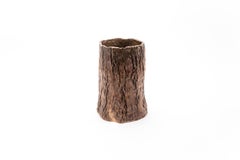 Contemporary Japanese Ceramic Studio Vase Simulated Tree Trunk