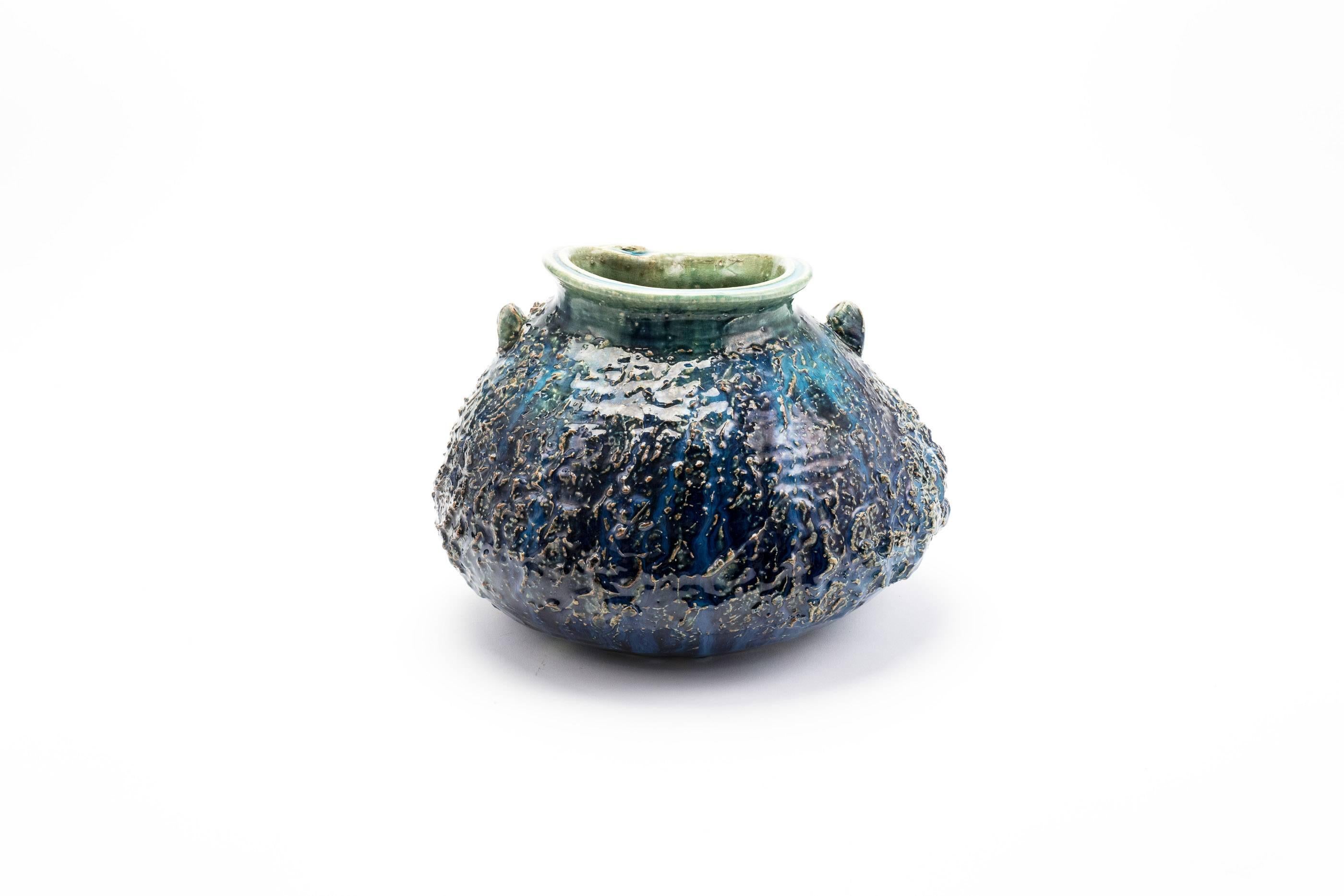Mid-20th Century Japanese Seto Pottery Vase by Yamaguchi Kozaemon 13th 3
