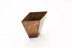 Mid-20th Century Japanese Hand Beaten Copper Vase with Iris and Stripes