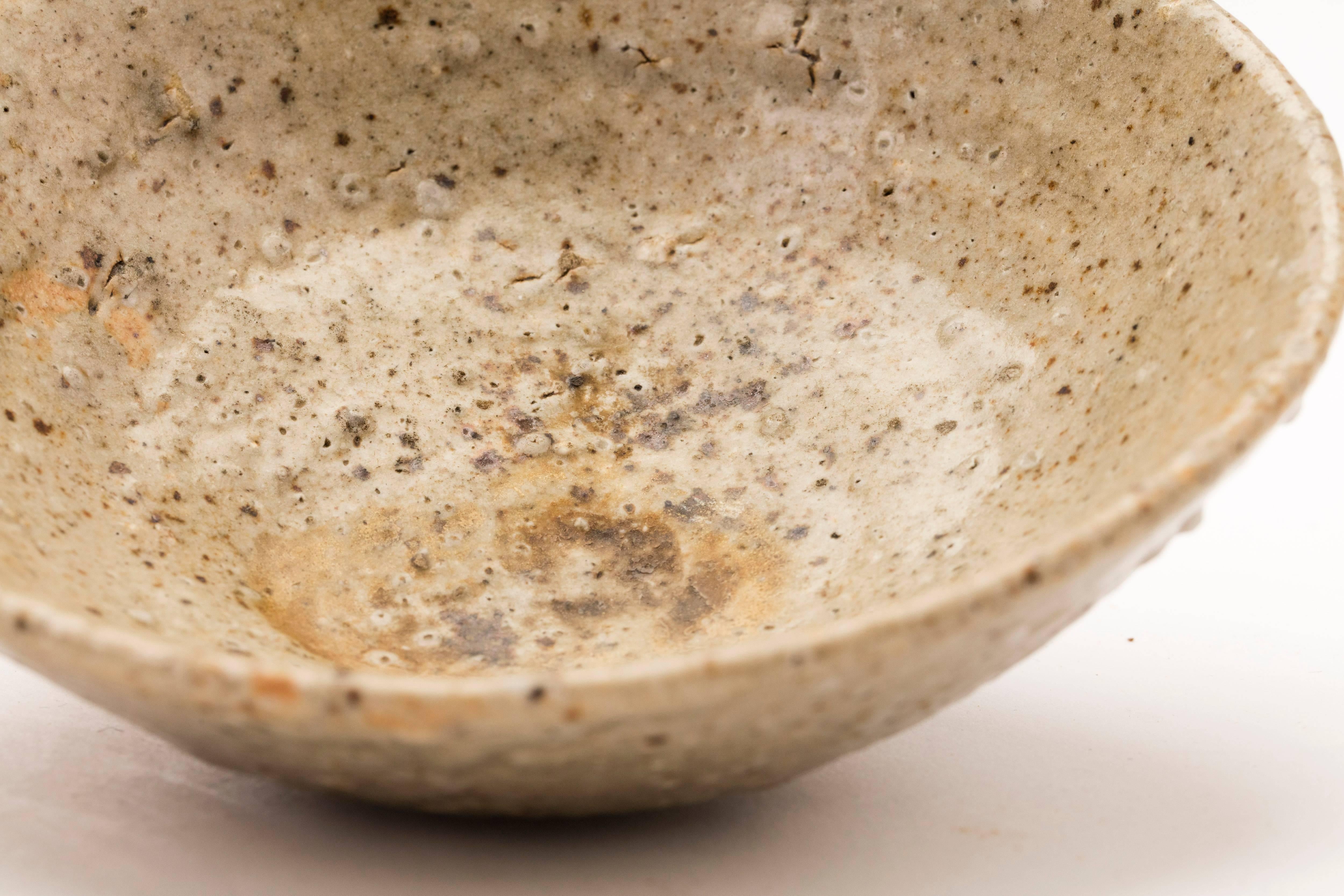 Glazed Japanese Karatsu Pottery Tea Bowl, Showa Period