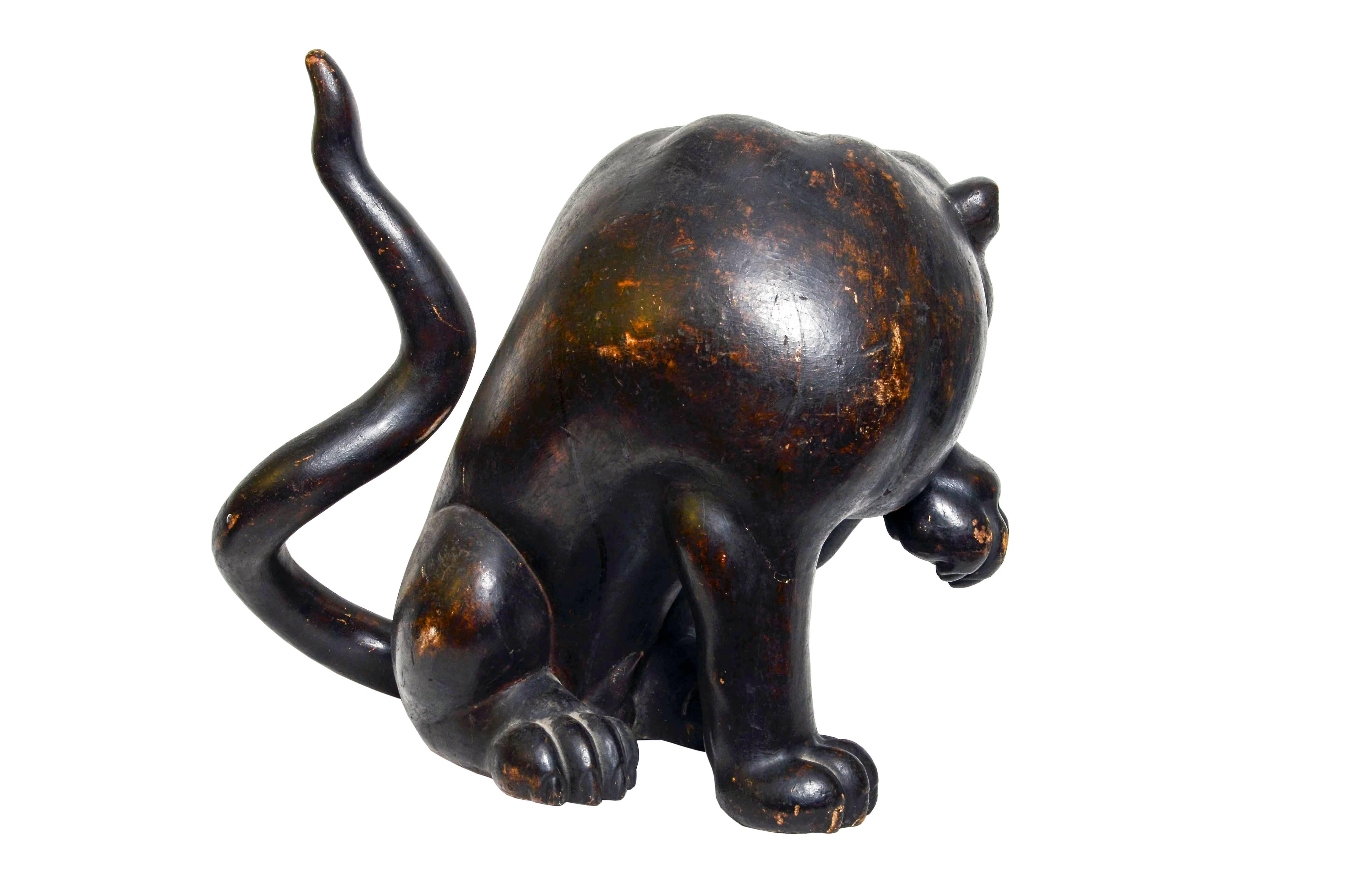 18th Century and Earlier Antique Japanese Sculpture of a Tiger, 17th Century