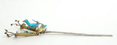 Chinese Kingfisher Silvered Gold Hairpin, 19th Century