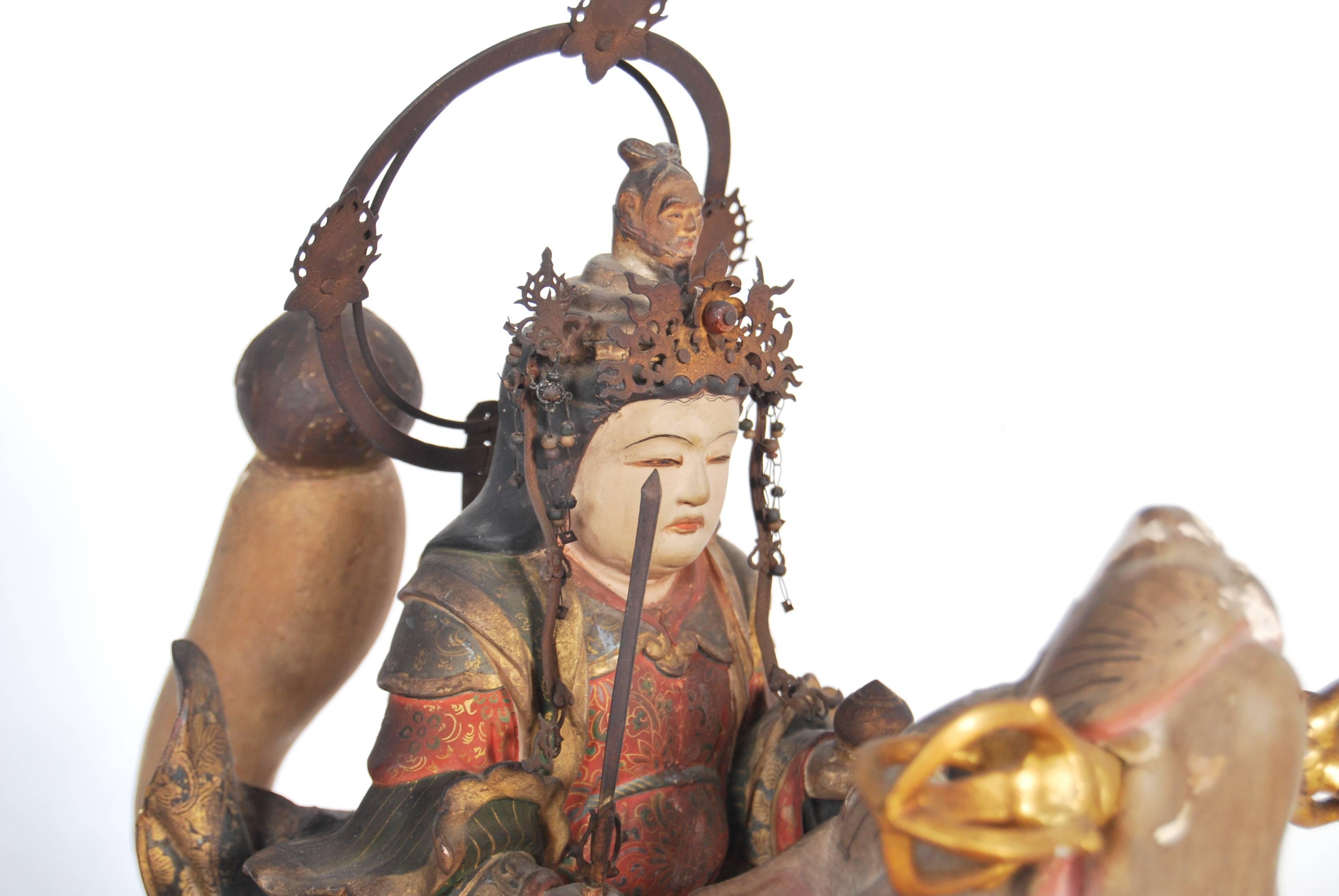 Late 18th Century Antique Japanese Statue of Dakini Ten For Sale