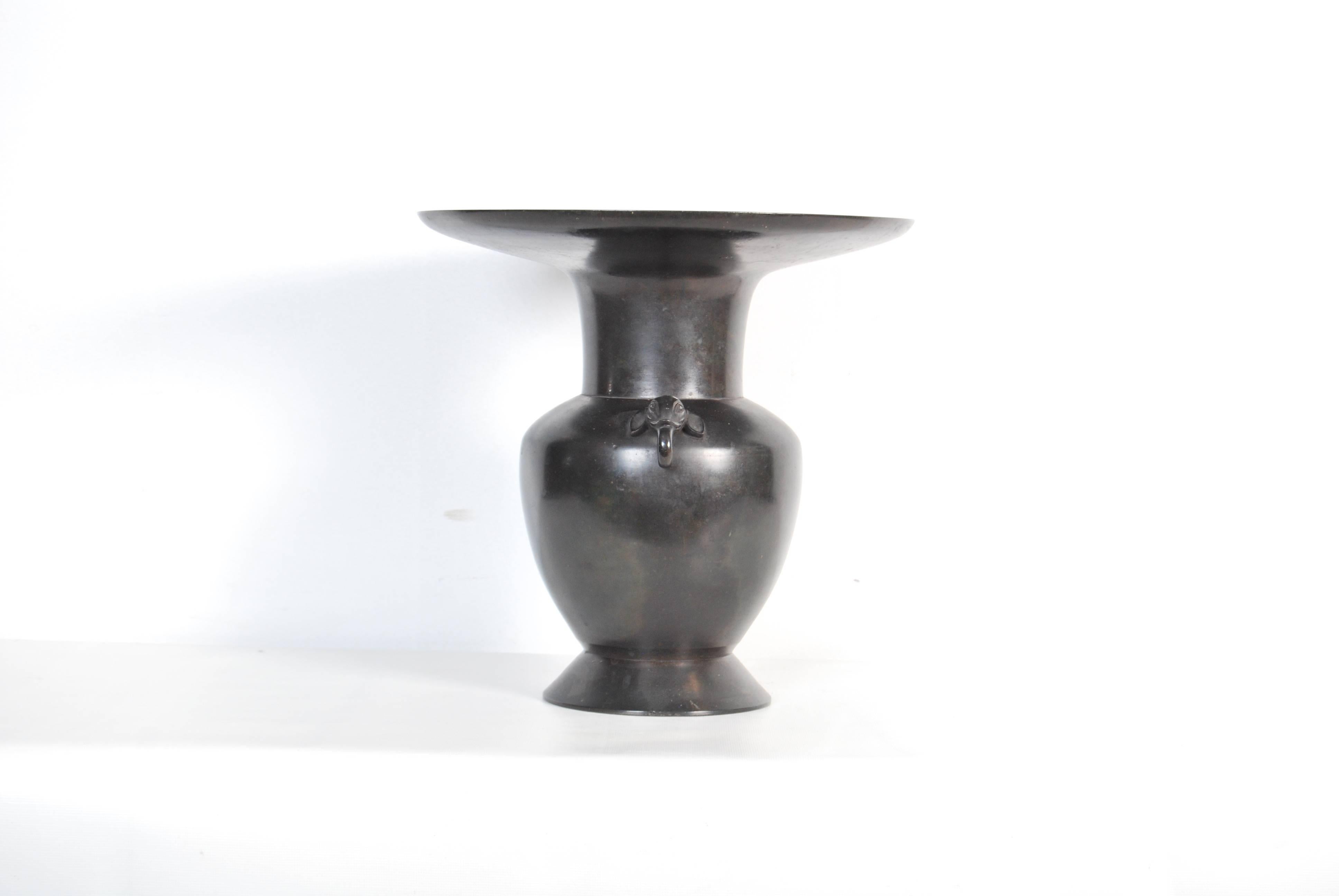 Edo Japanese Bronze Usubata Ikebana Flower Vase