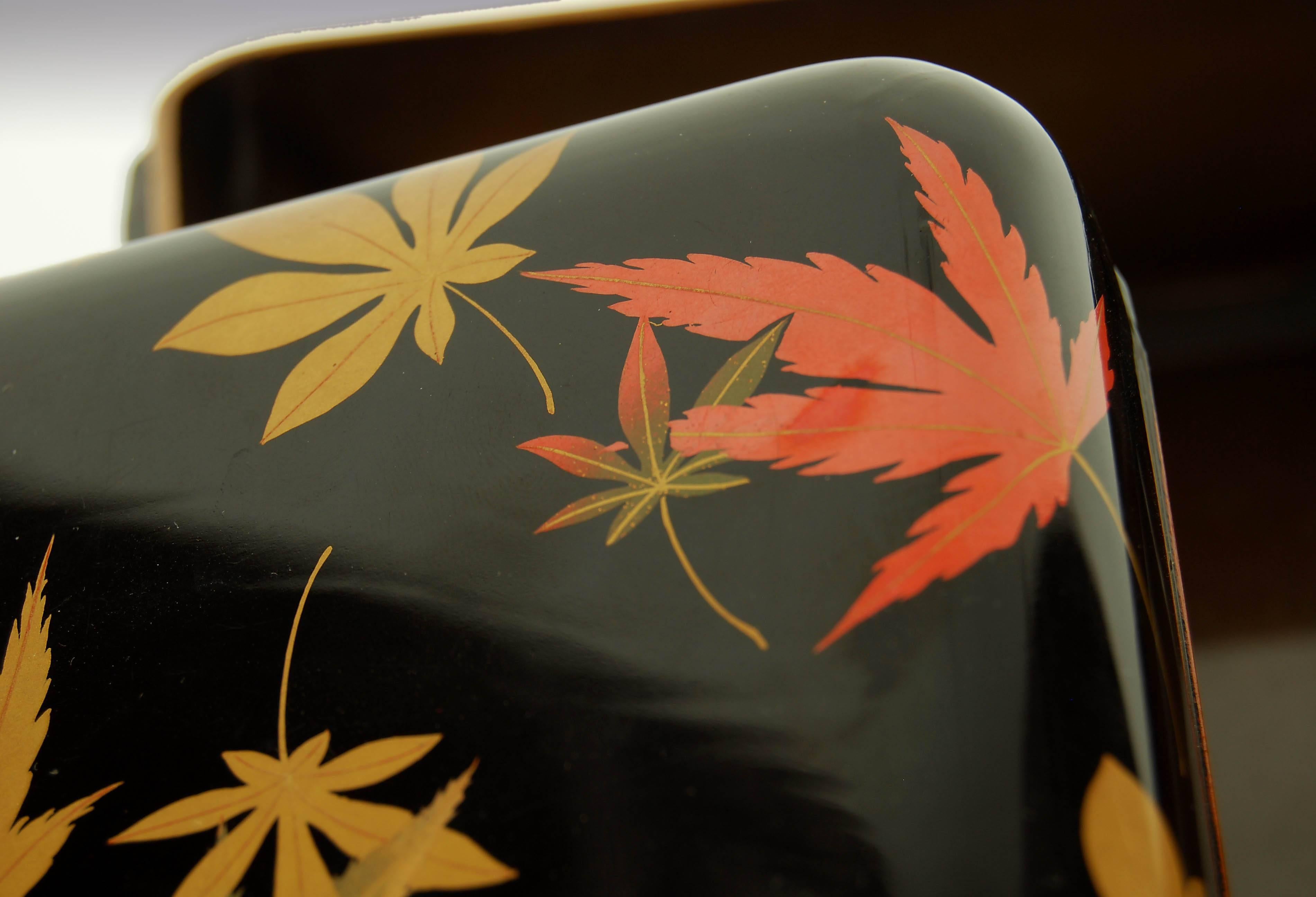 Other Japanese Lacquer Box with Maple Leaf Design, circa 20th Century