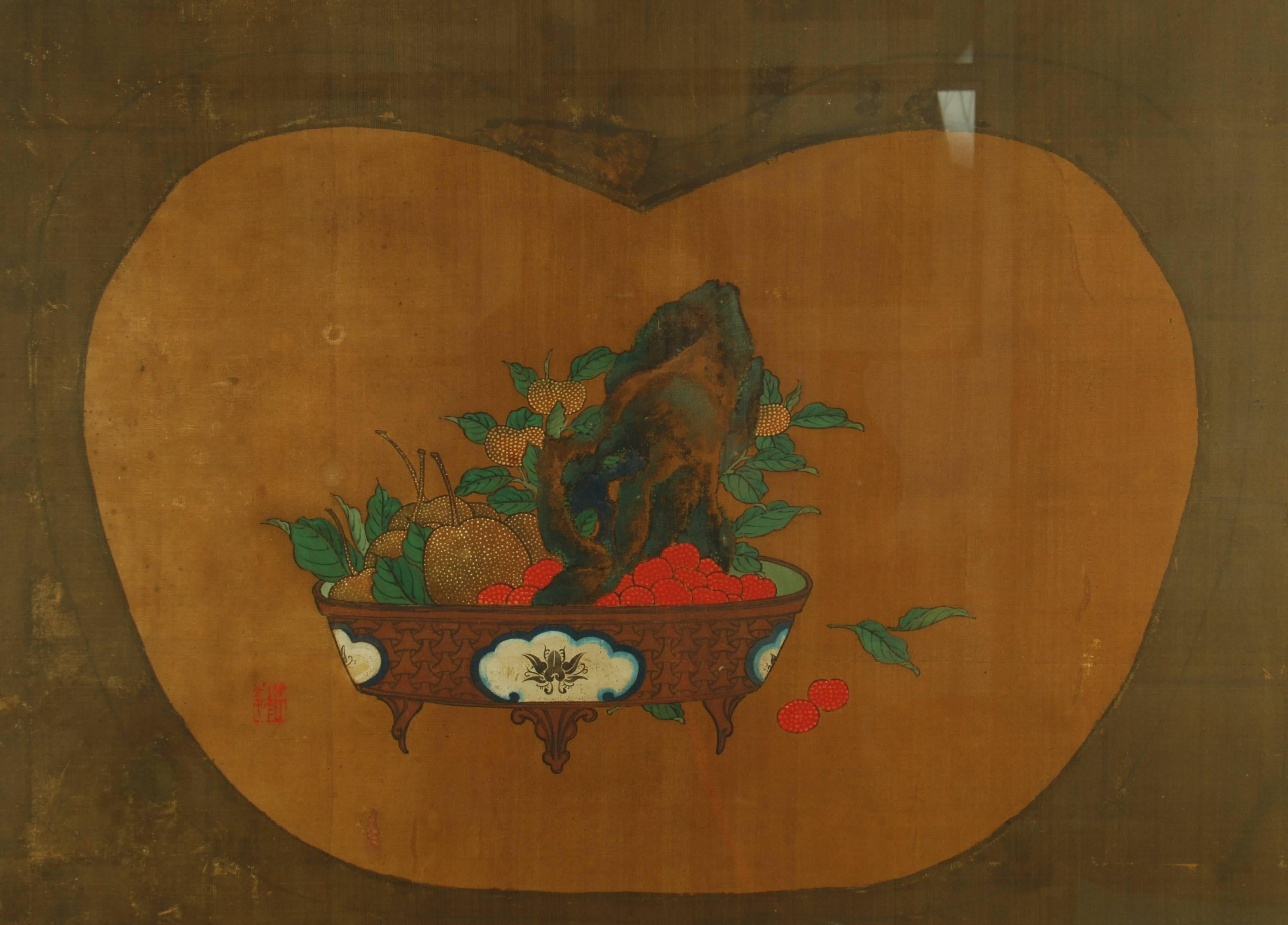 Pair of Antique Japanese Flower Paintings by Yanagisawa Kien, circa 18th Century In Good Condition For Sale In Prahran, Victoria