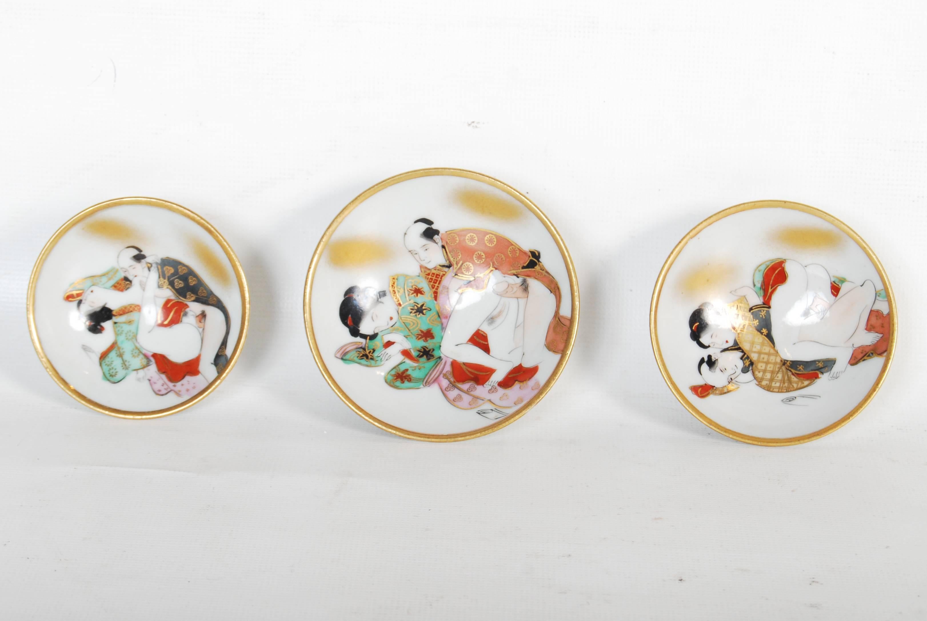 Antique Japanese Erotic Porcelain Sake Set, circa 1890 In Excellent Condition In Prahran, Victoria