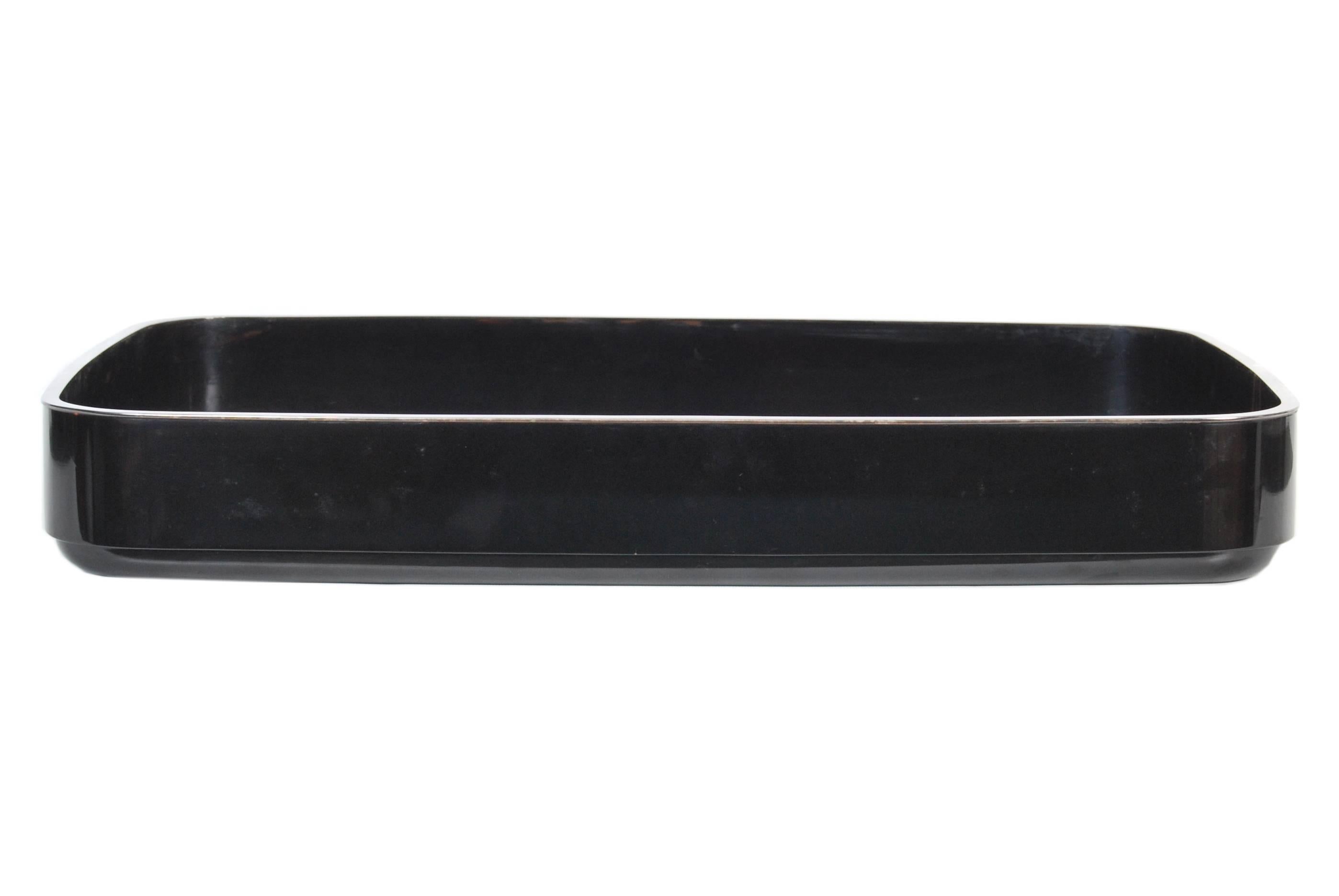 Taisho Japanese Black Lacquer Tray with Gold and Silver Maki-e, 20th Century