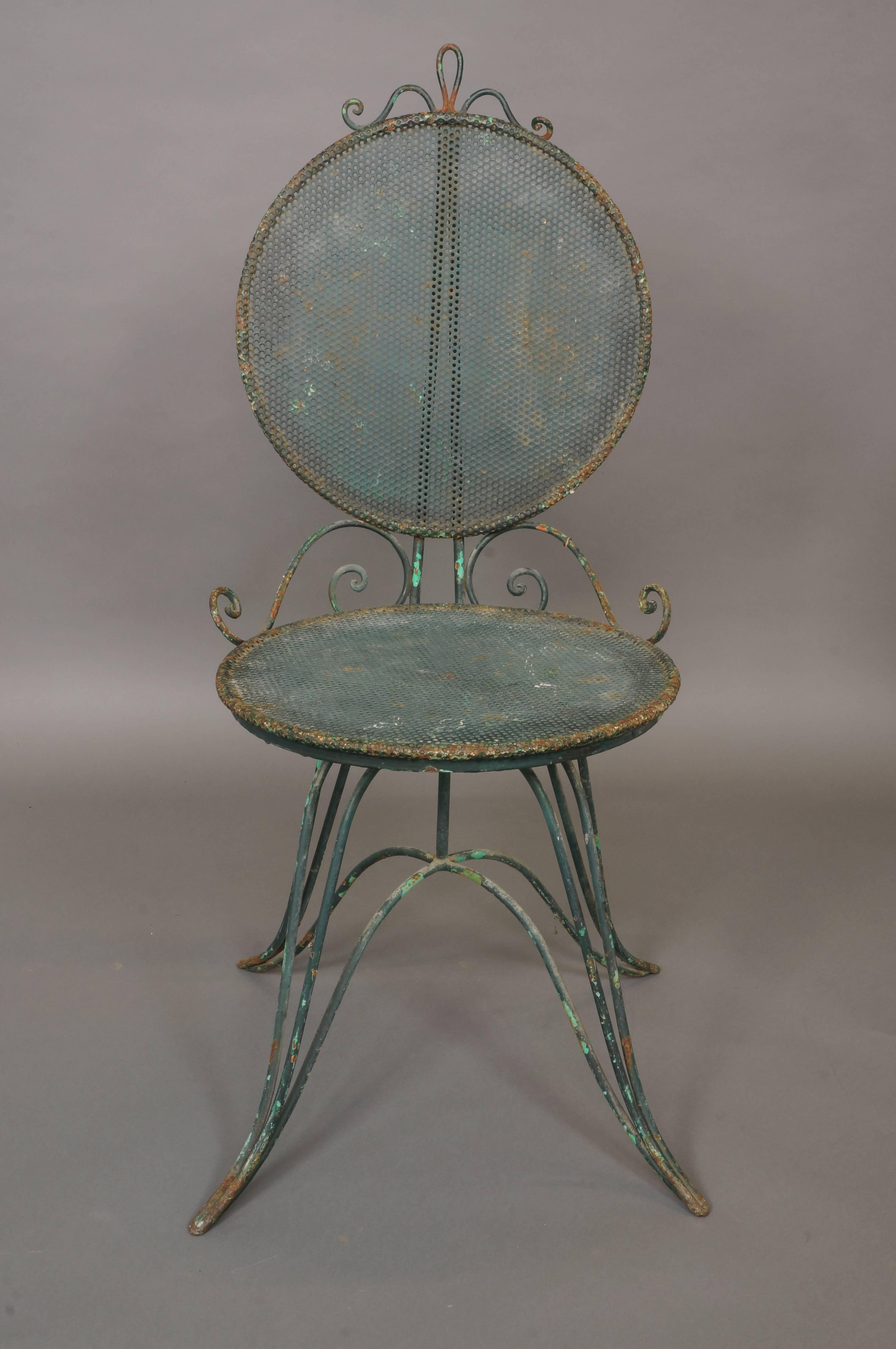 Painted Wrought Iron Italian Garden Chairs, circa 1950 For Sale
