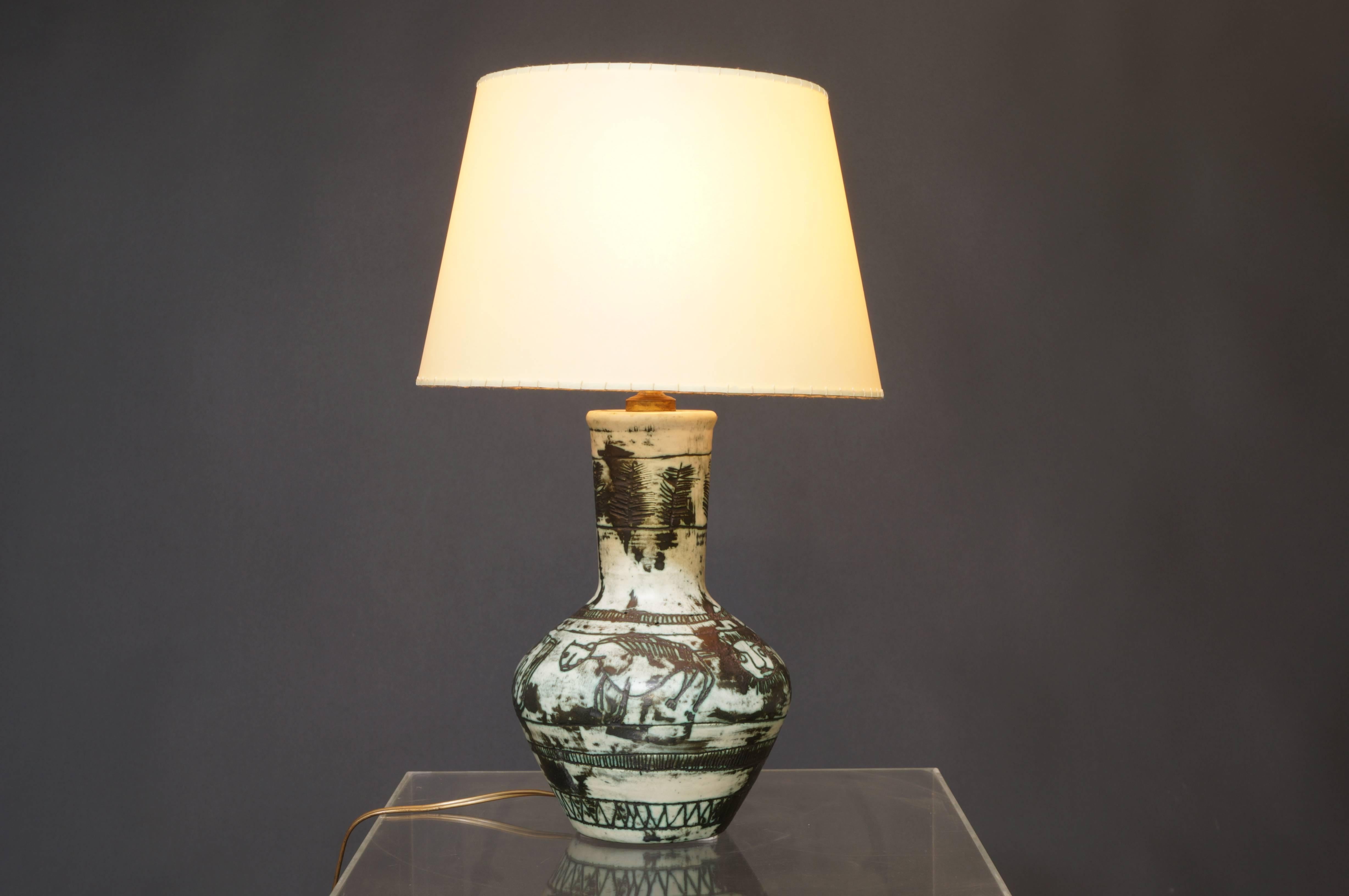 French Jacques Blin Ceramic Table Lamp, circa 1950 For Sale