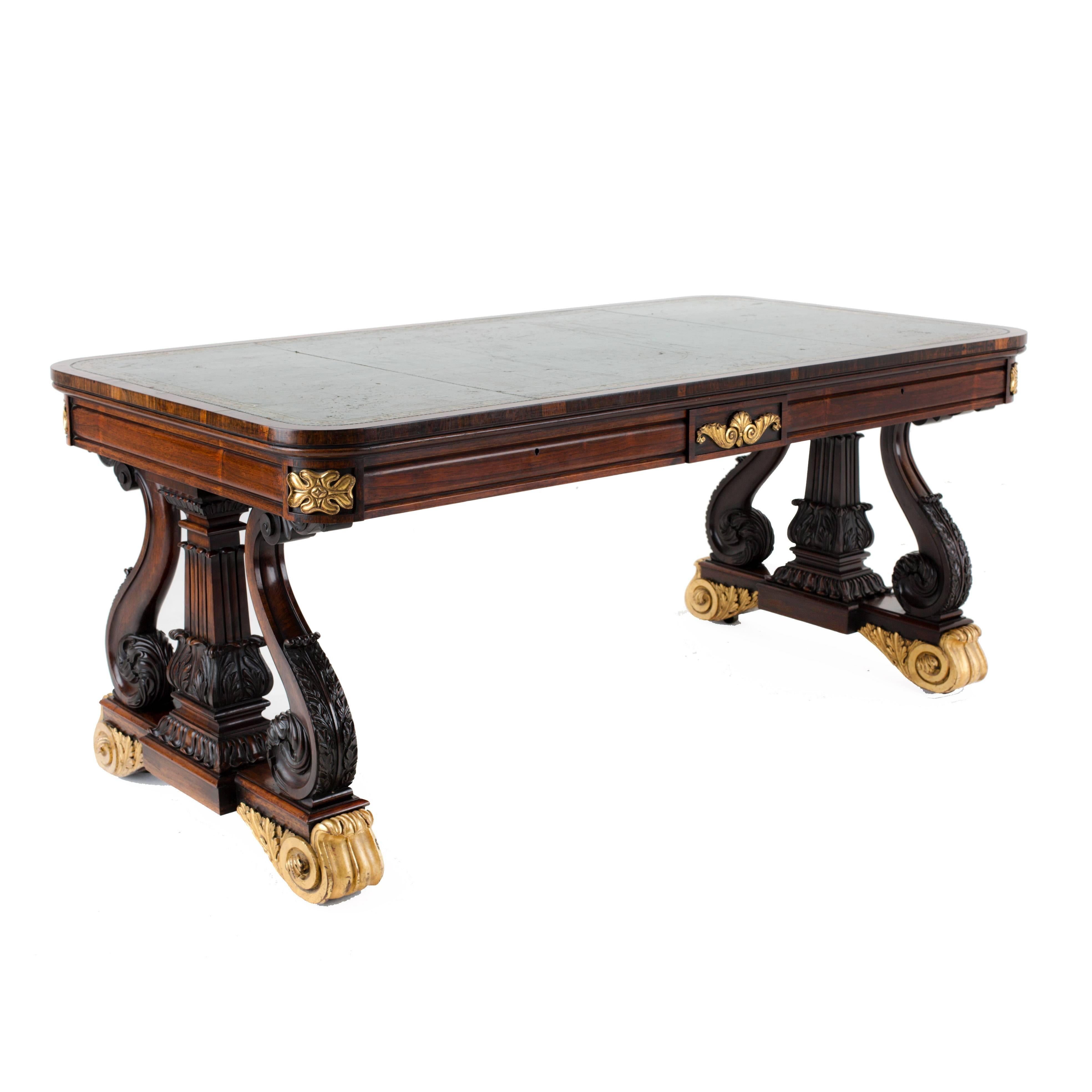 Important English George iv Brazilian Rosewood Library Table For Sale