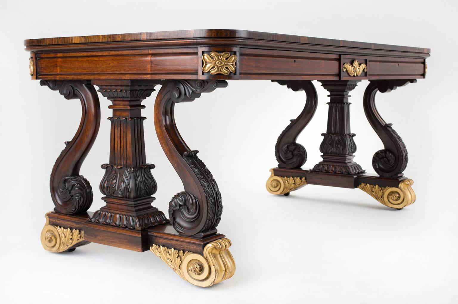 Important English George iv Brazilian Rosewood Library Table For Sale 1